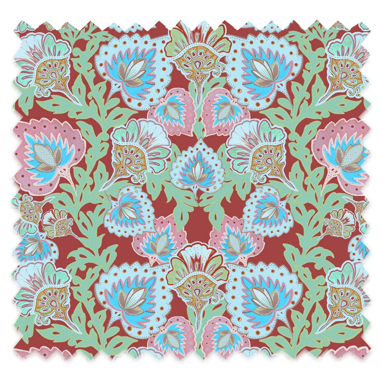 Garden of India Rust Velvet Fabric by Tatie Lou