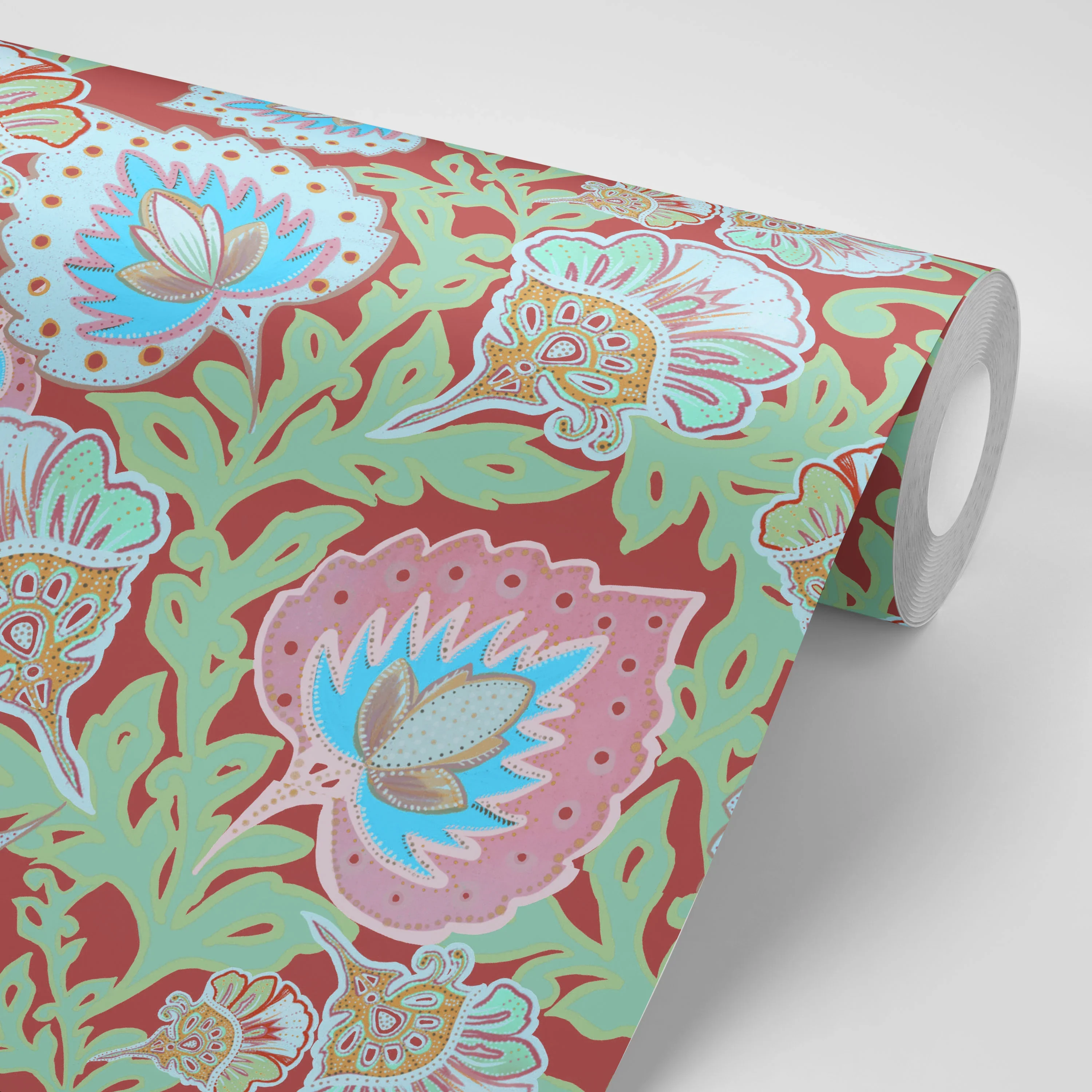 Garden of India Rust Wallpaper by Tatie Lou