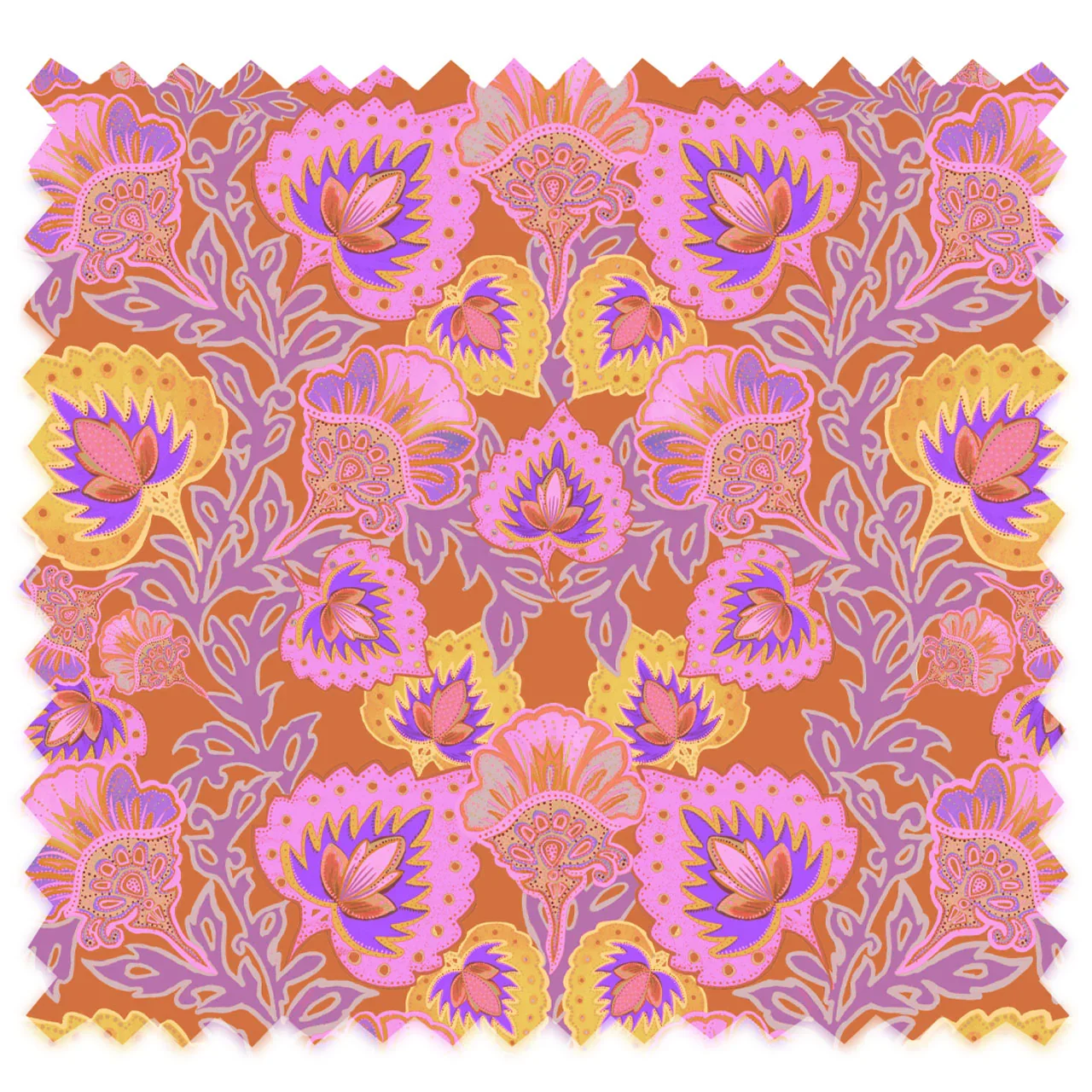 Garden of India Tangerine Velvet Fabric by Tatie Lou