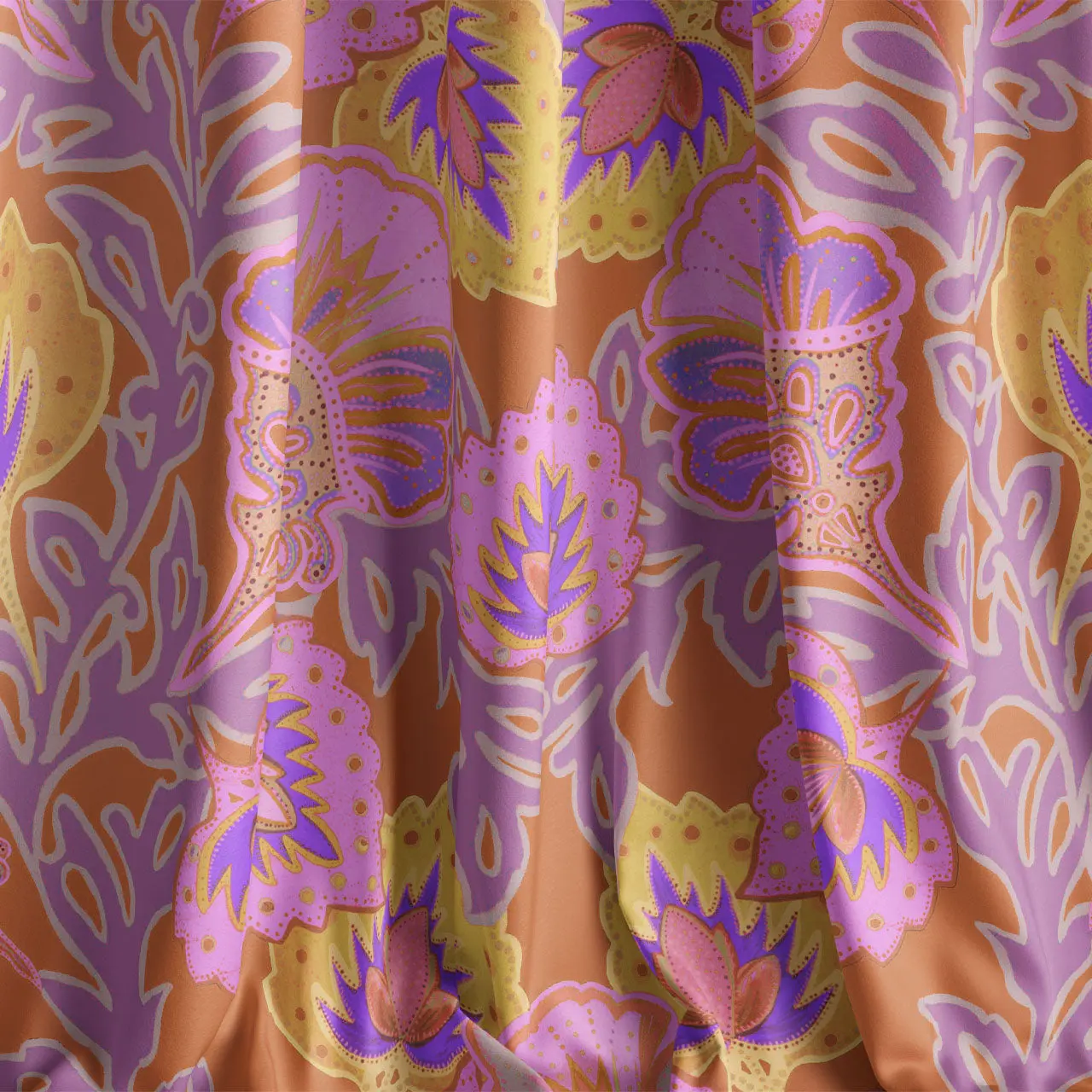 Garden of India Tangerine Velvet Fabric by Tatie Lou