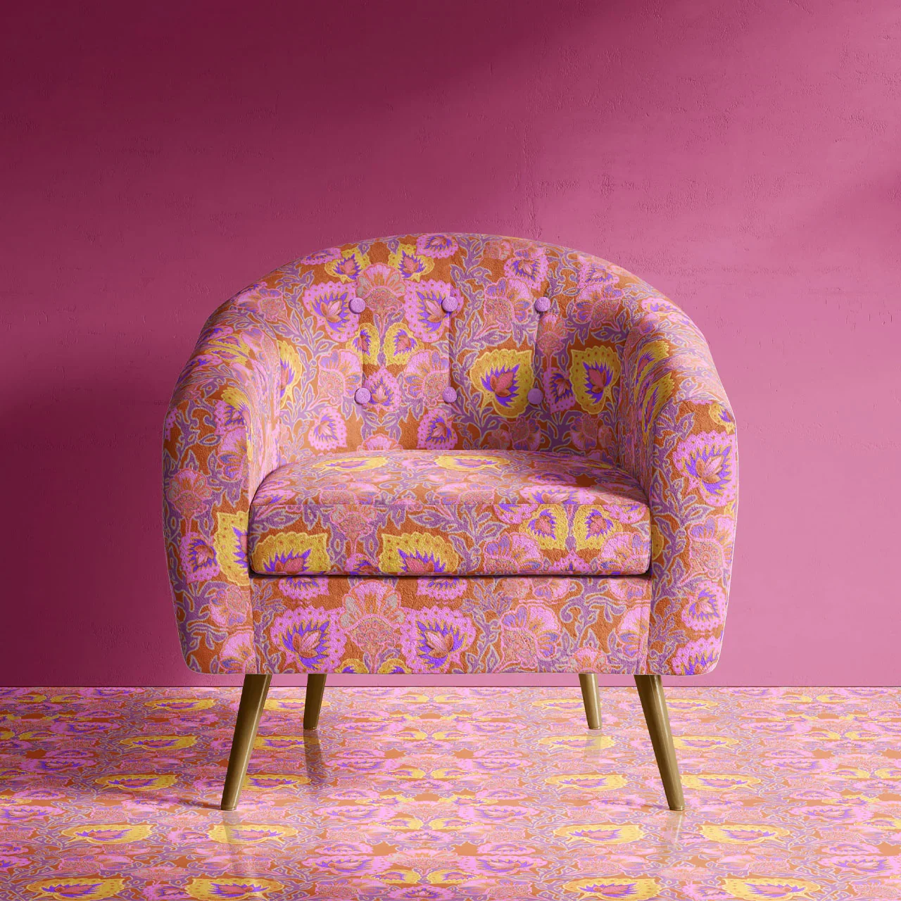 Garden of India Tangerine Wallpaper by Tatie Lou