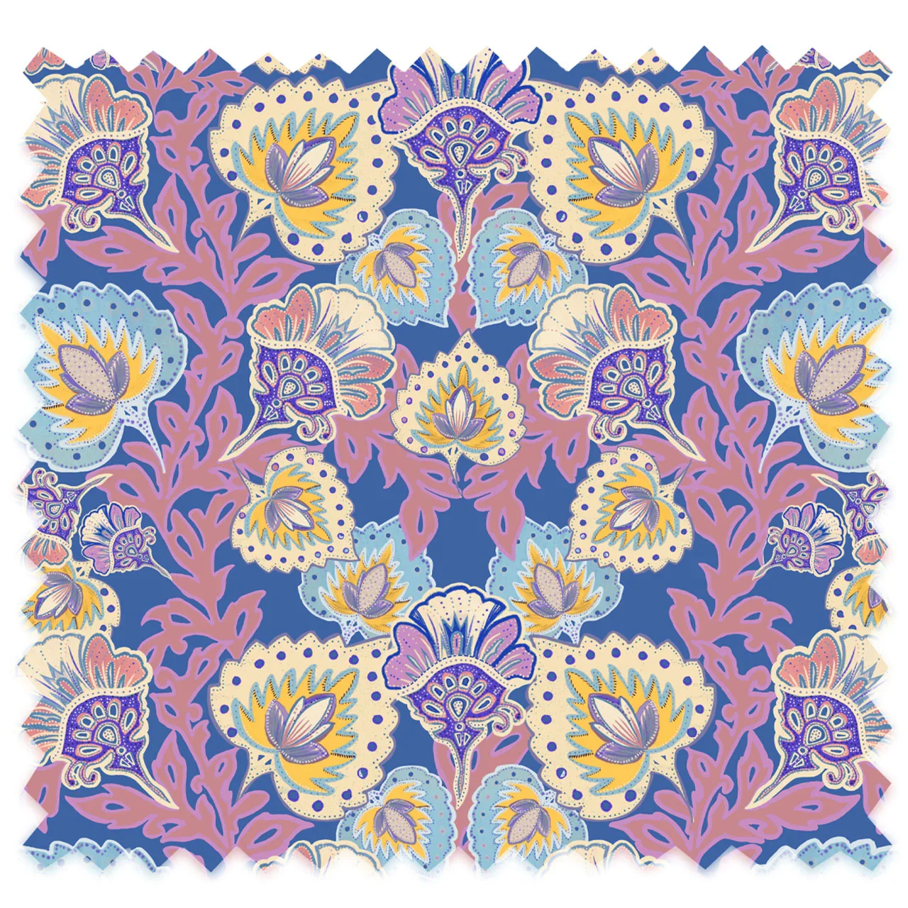 Garden of India Wedgewood Velvet Fabric by Tatie Lou