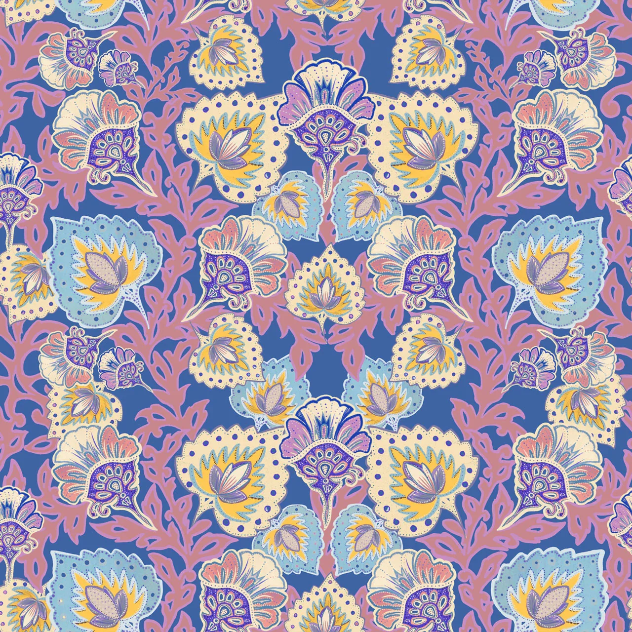 Garden of India Wedgewood Wallpaper by Tatie Lou