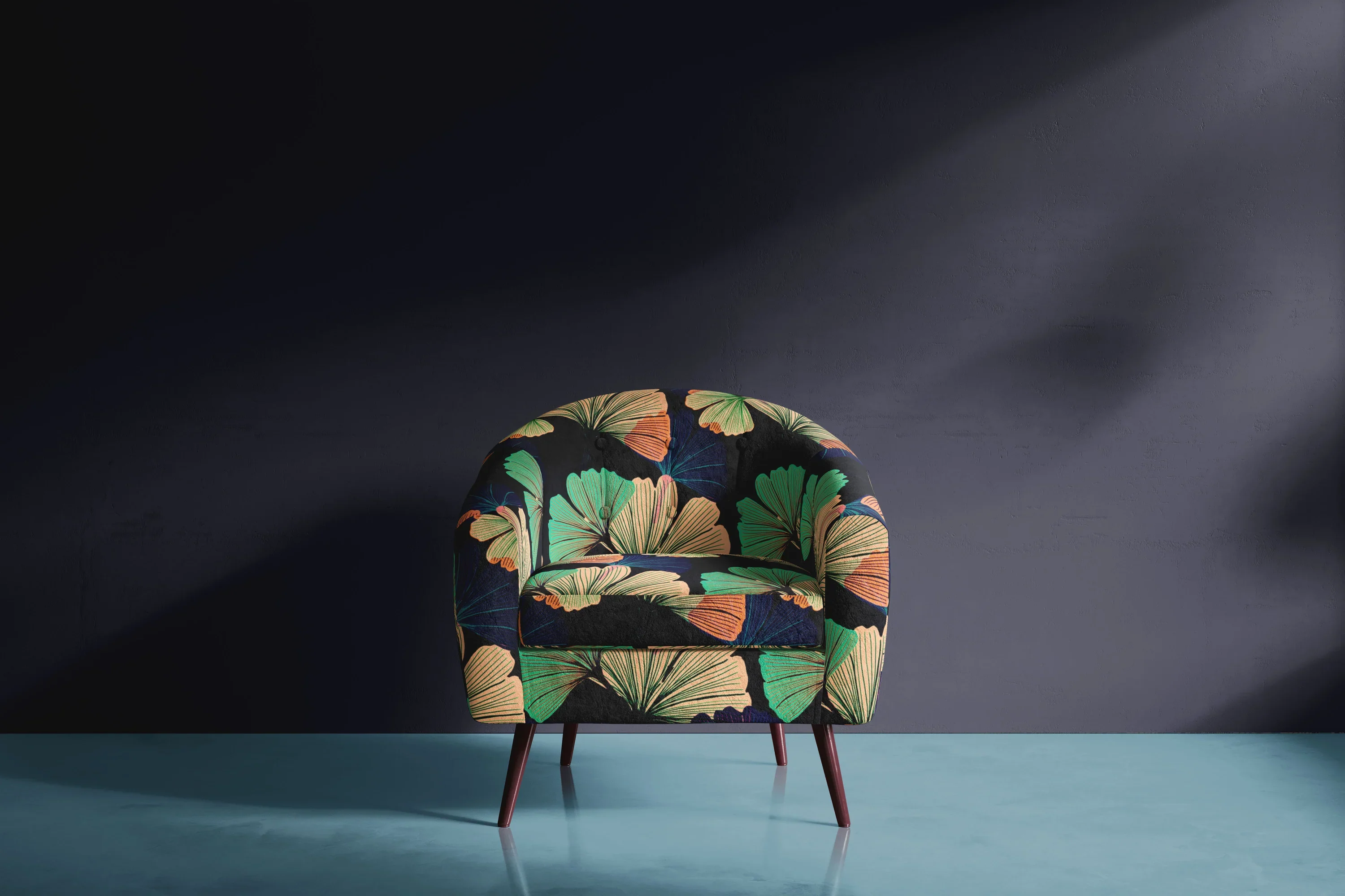 Ginkgo Black Velvet Fabric by Tatie Lou