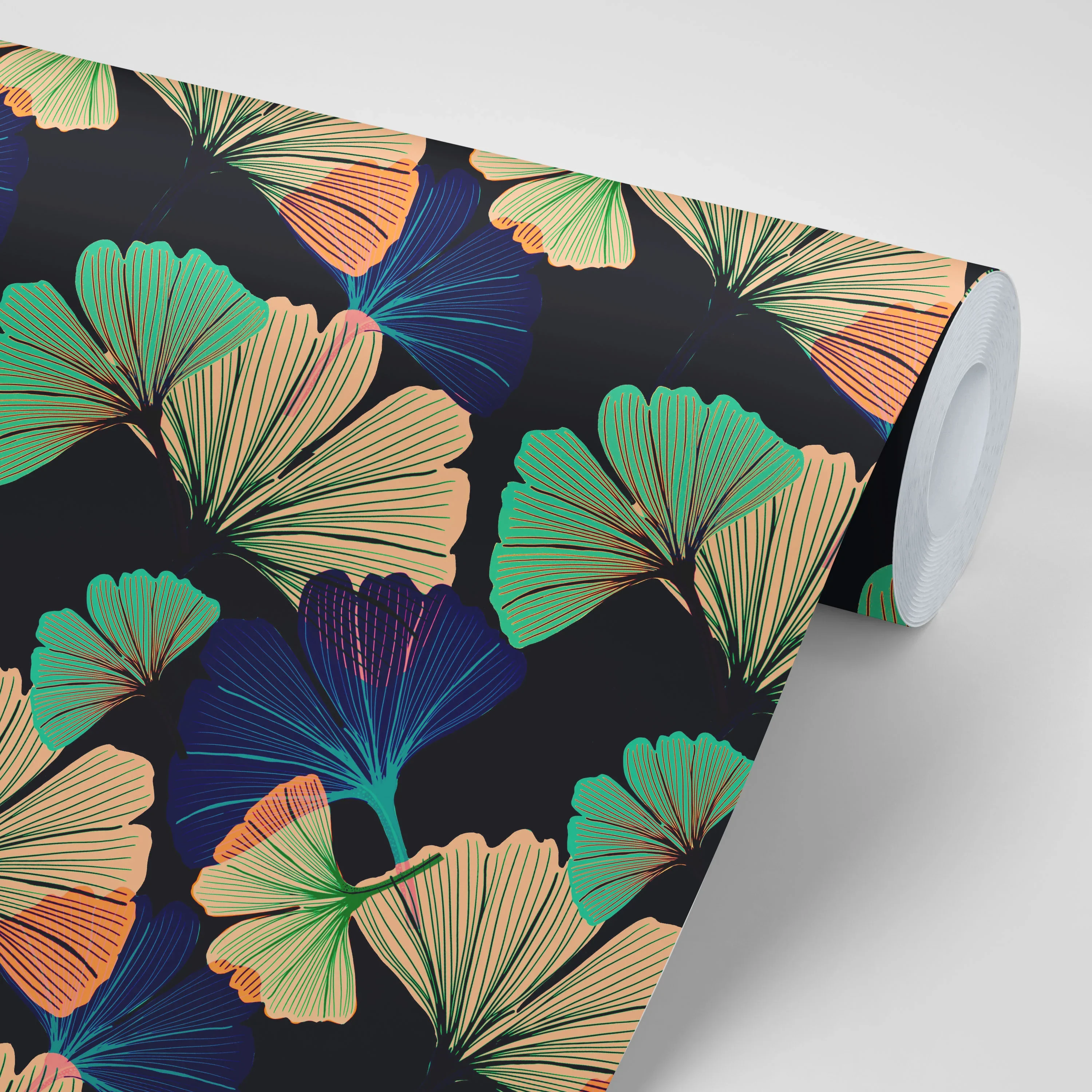 Ginkgo Black Wallpaper by Tatie Lou