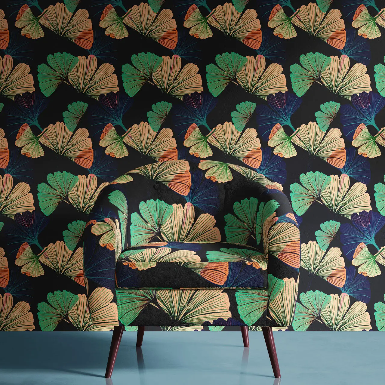 Ginkgo Black Wallpaper by Tatie Lou