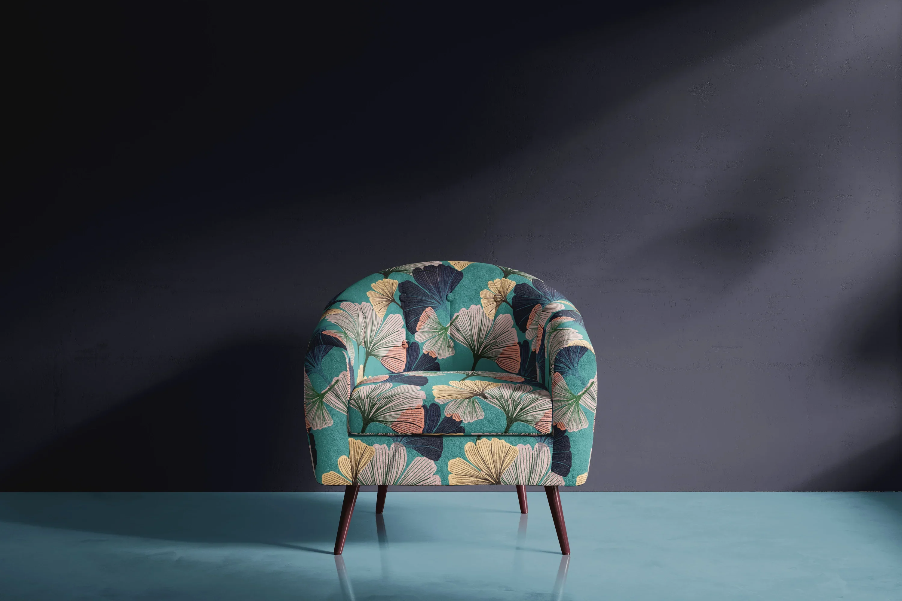 Ginkgo Blue Velvet Fabric by Tatie Lou
