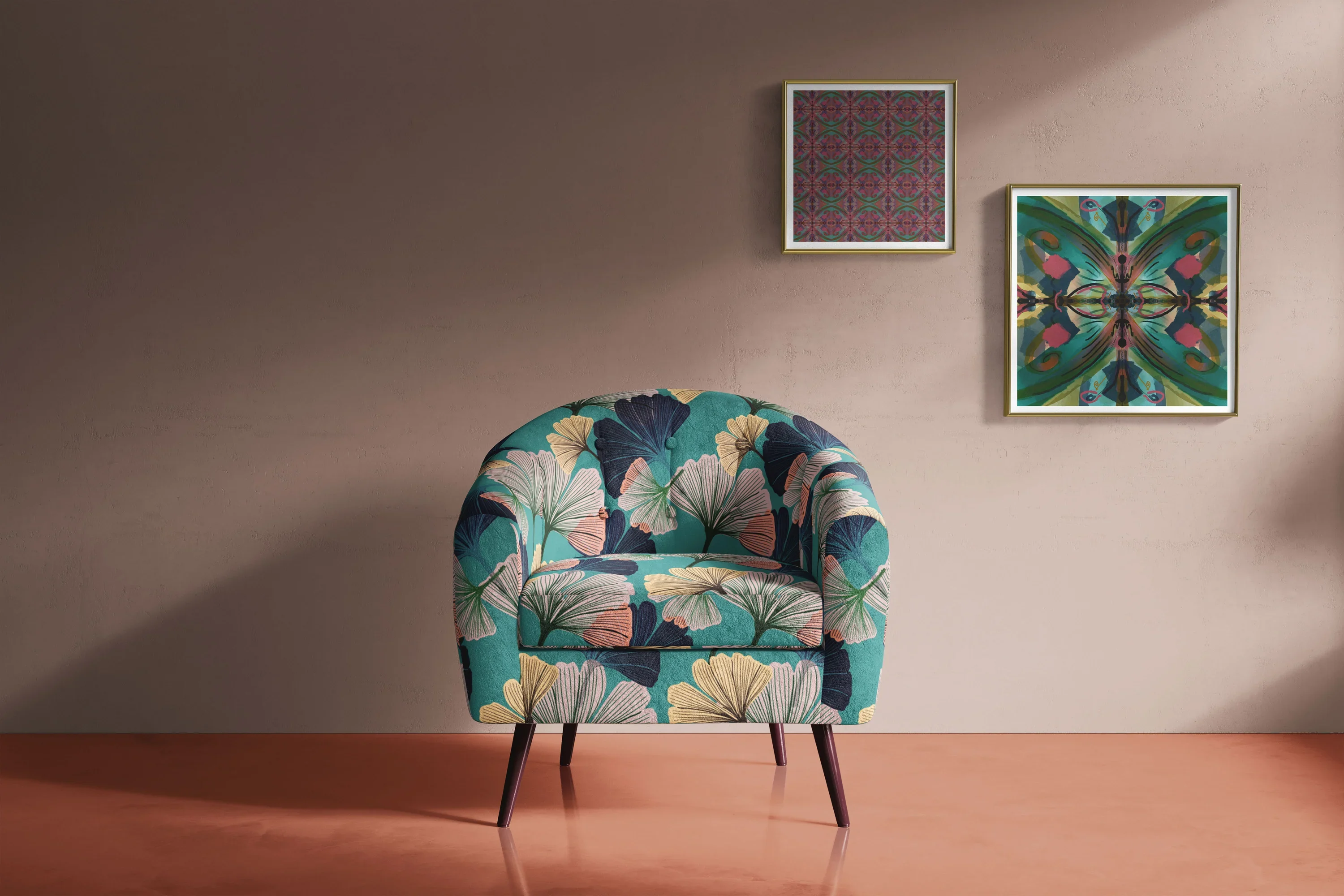 Ginkgo Blue Velvet Fabric by Tatie Lou
