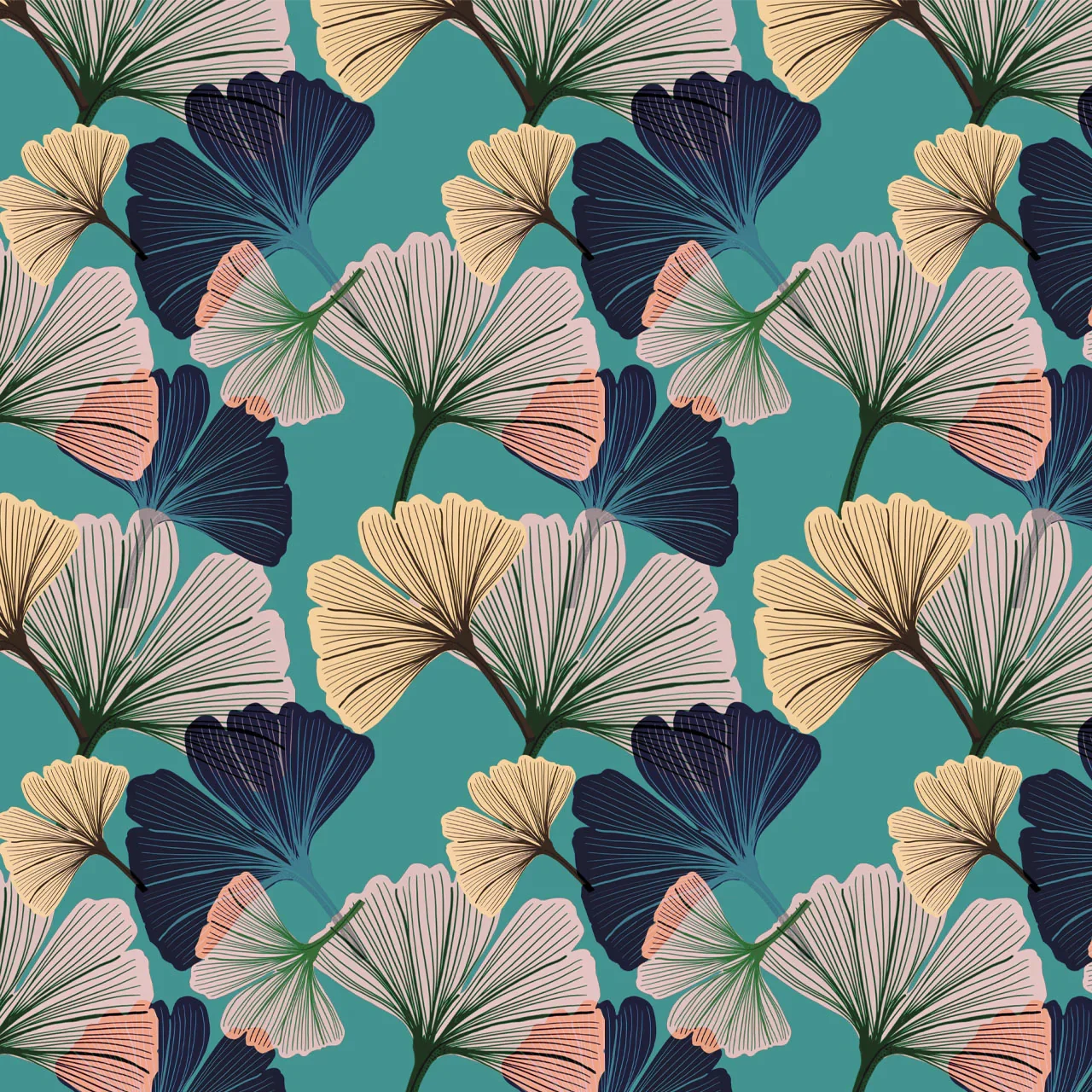 Ginkgo Blue Velvet Fabric by Tatie Lou