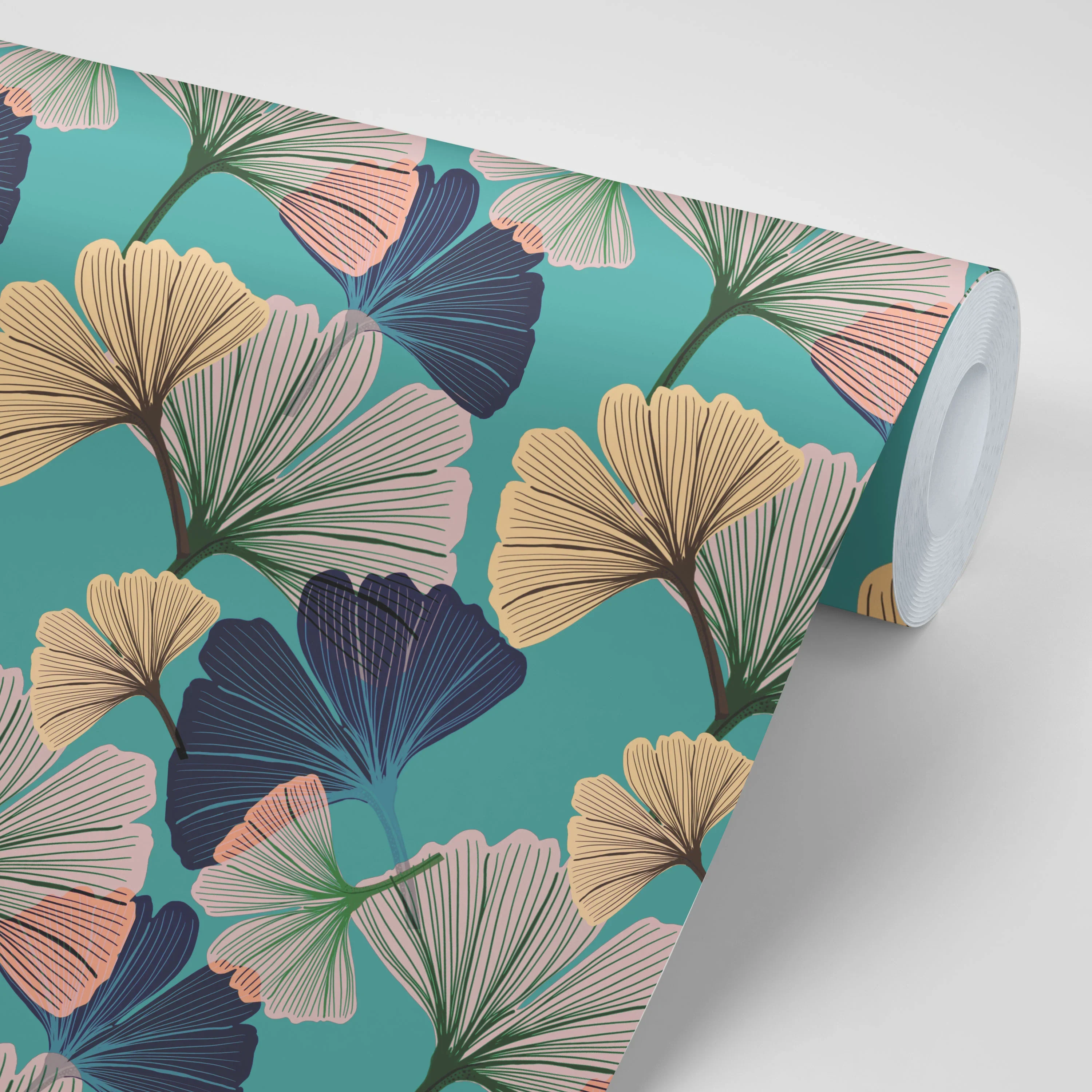 Ginkgo Blue Wallpaper by Tatie Lou