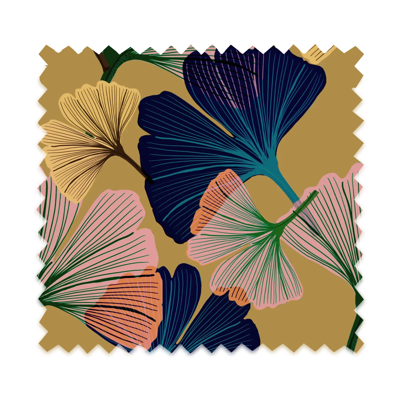 Ginkgo Buttercup Velvet Fabric by Tatie Lou