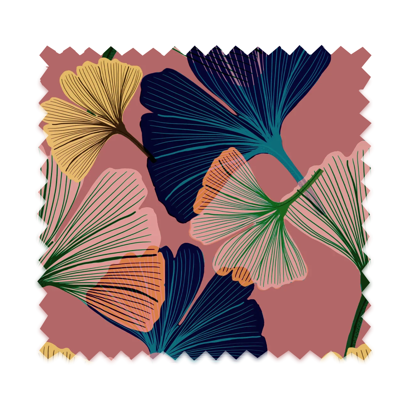Ginkgo Rosy Velvet Fabric by Tatie Lou