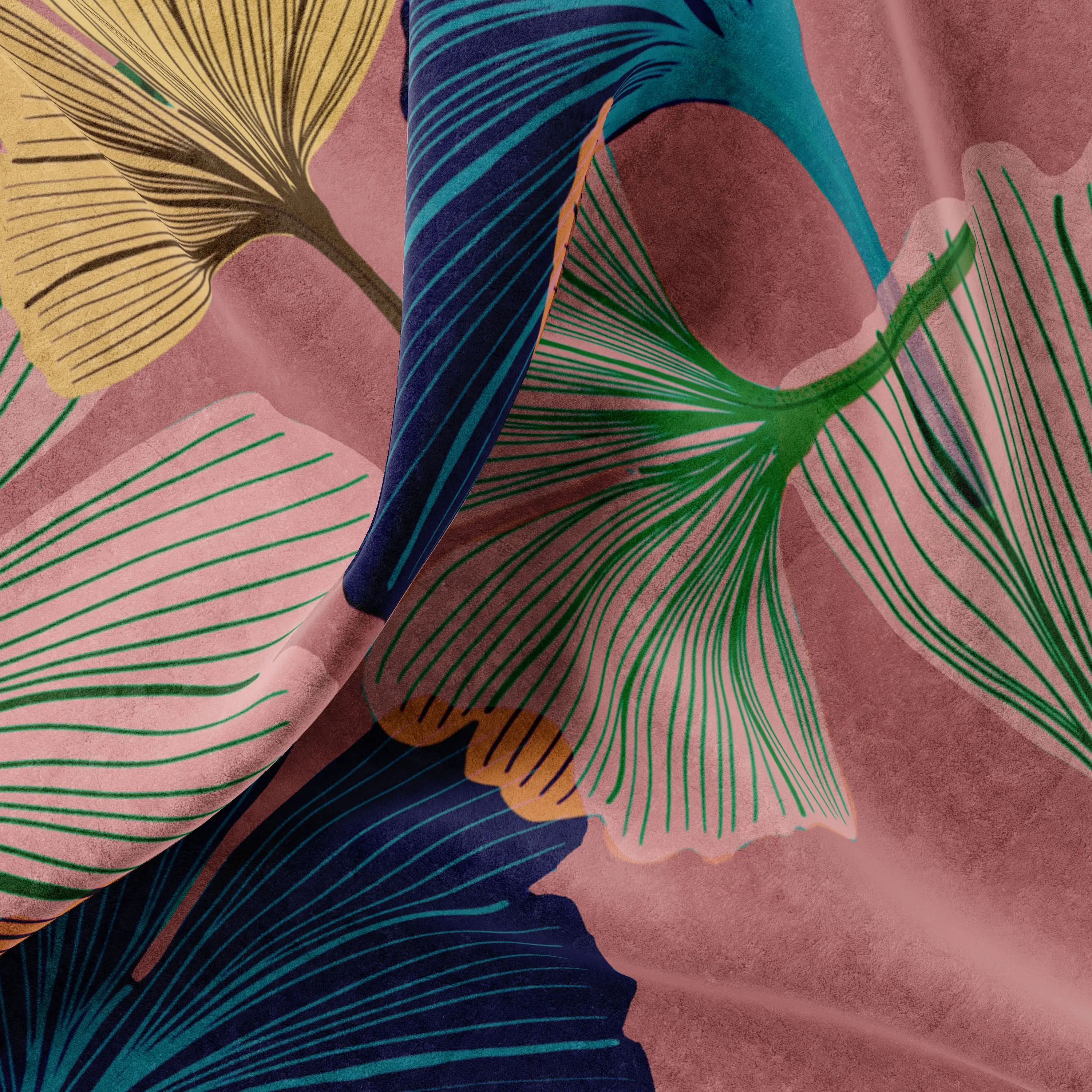 Ginkgo Rosy Velvet Fabric by Tatie Lou