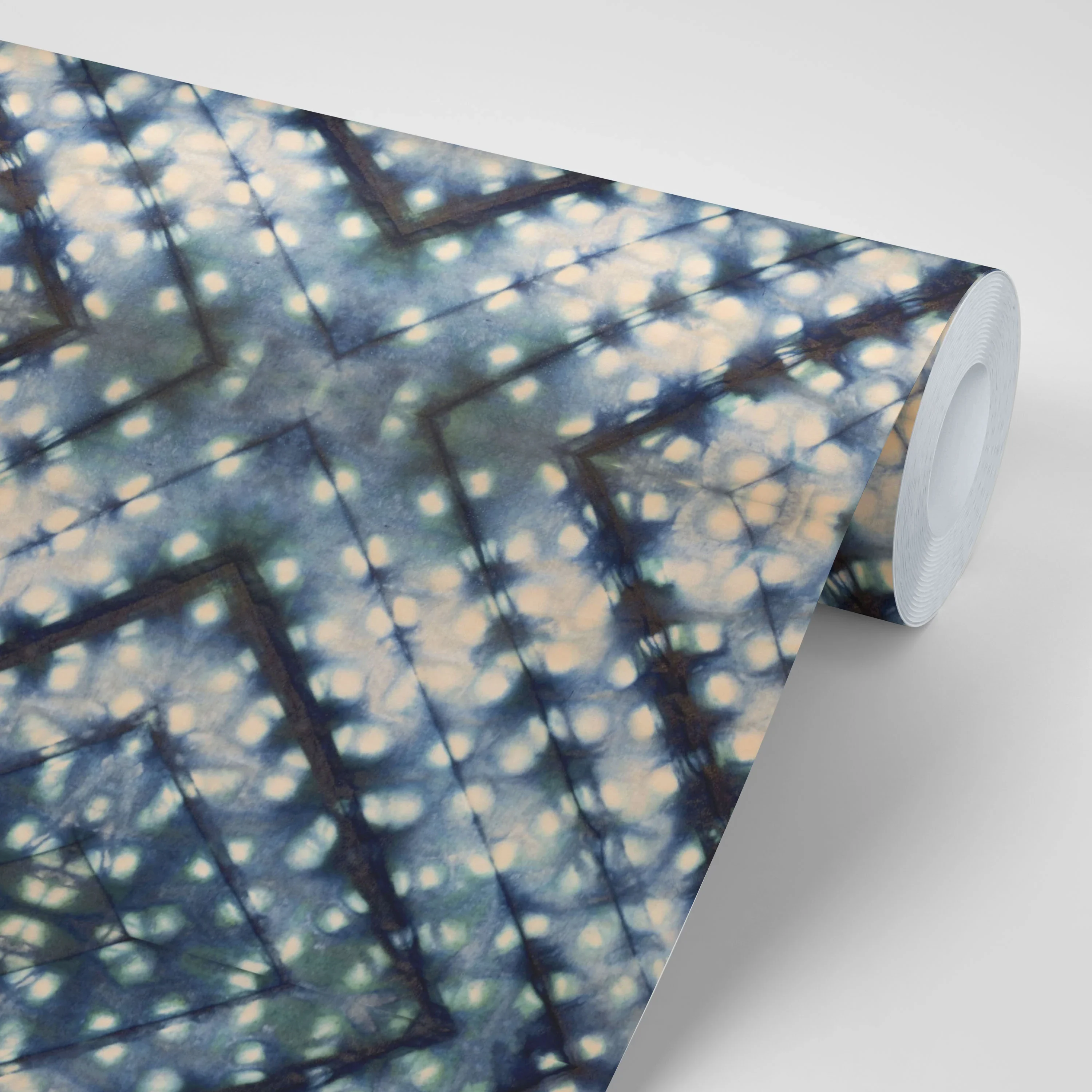 Indigo Itajime Cross Wallpaper by Tatie Lou