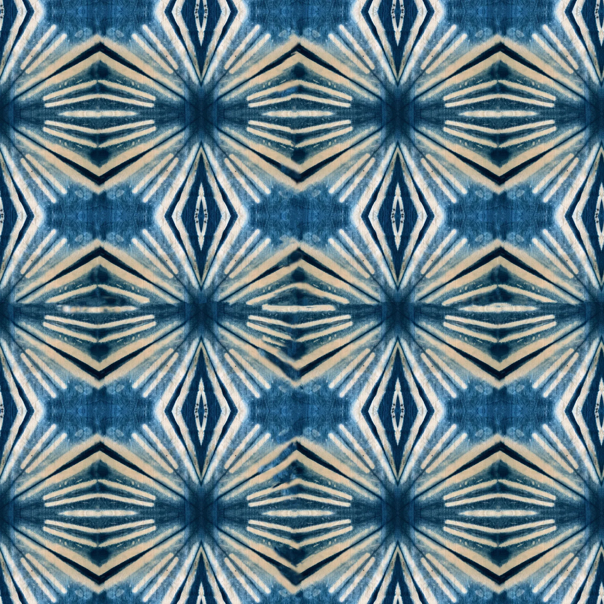 Indigo Itajime Diamond Velvet Fabric by Tatie Lou