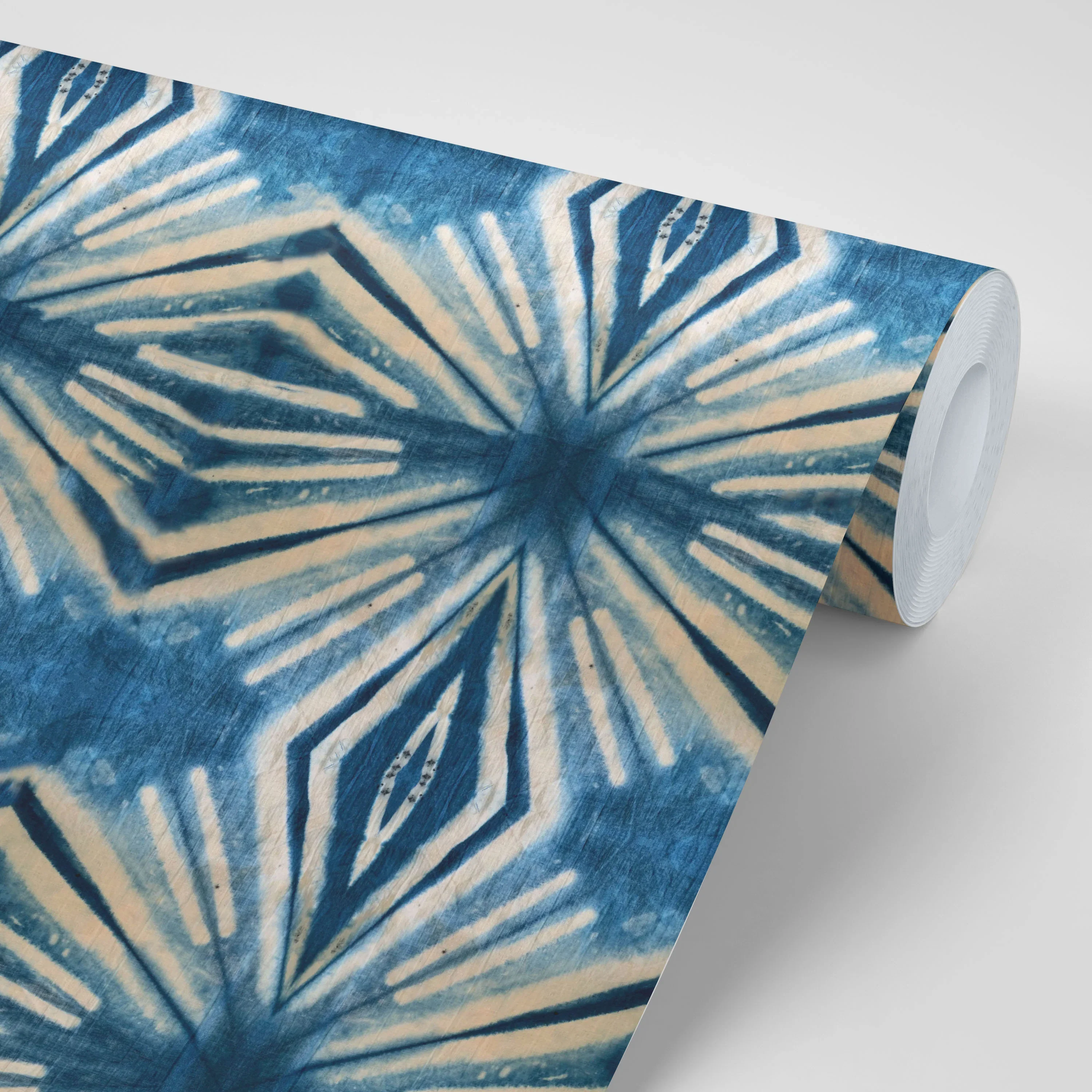 Indigo Itajime Diamond Wallpaper by Tatie Lou