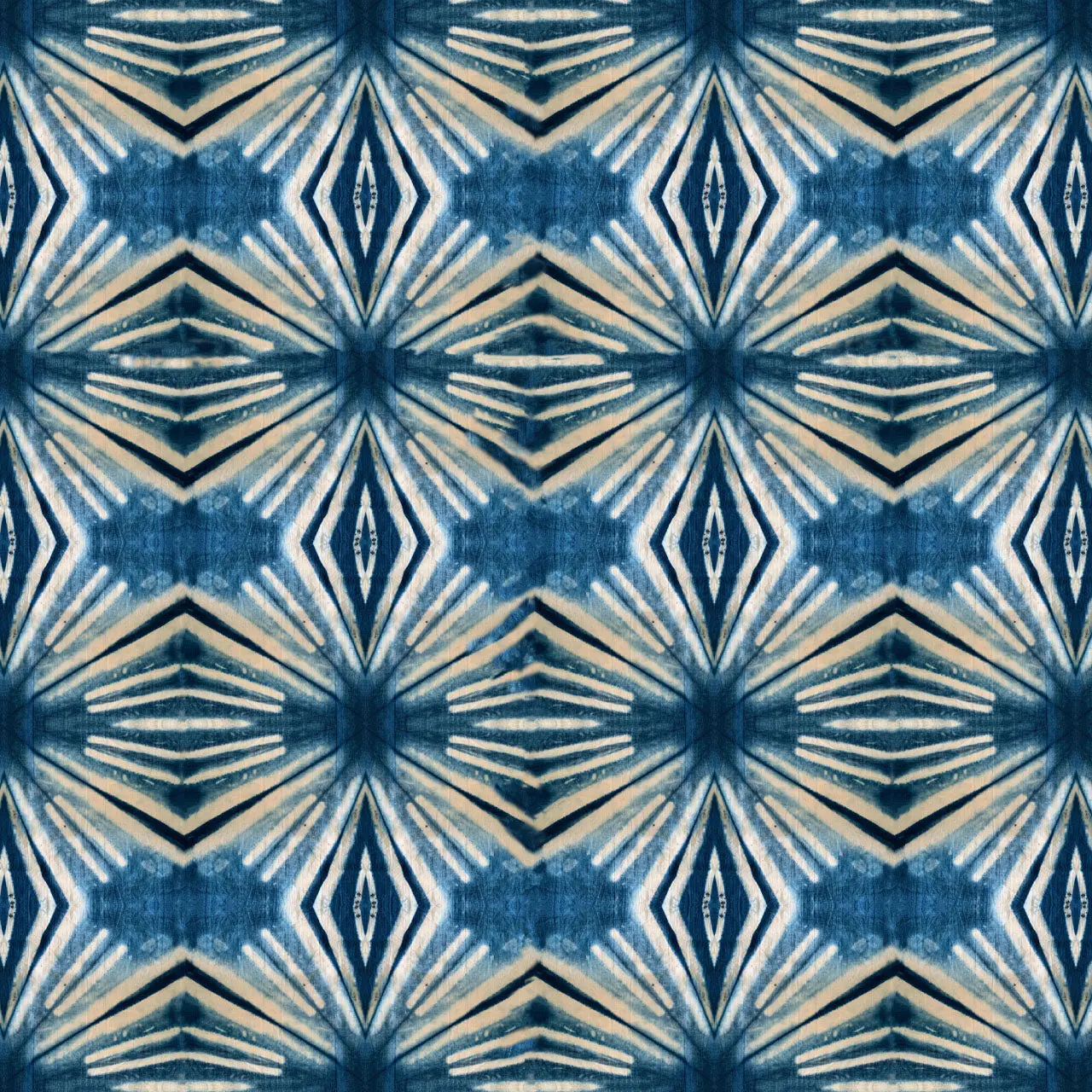 Indigo Itajime Diamond Wallpaper by Tatie Lou