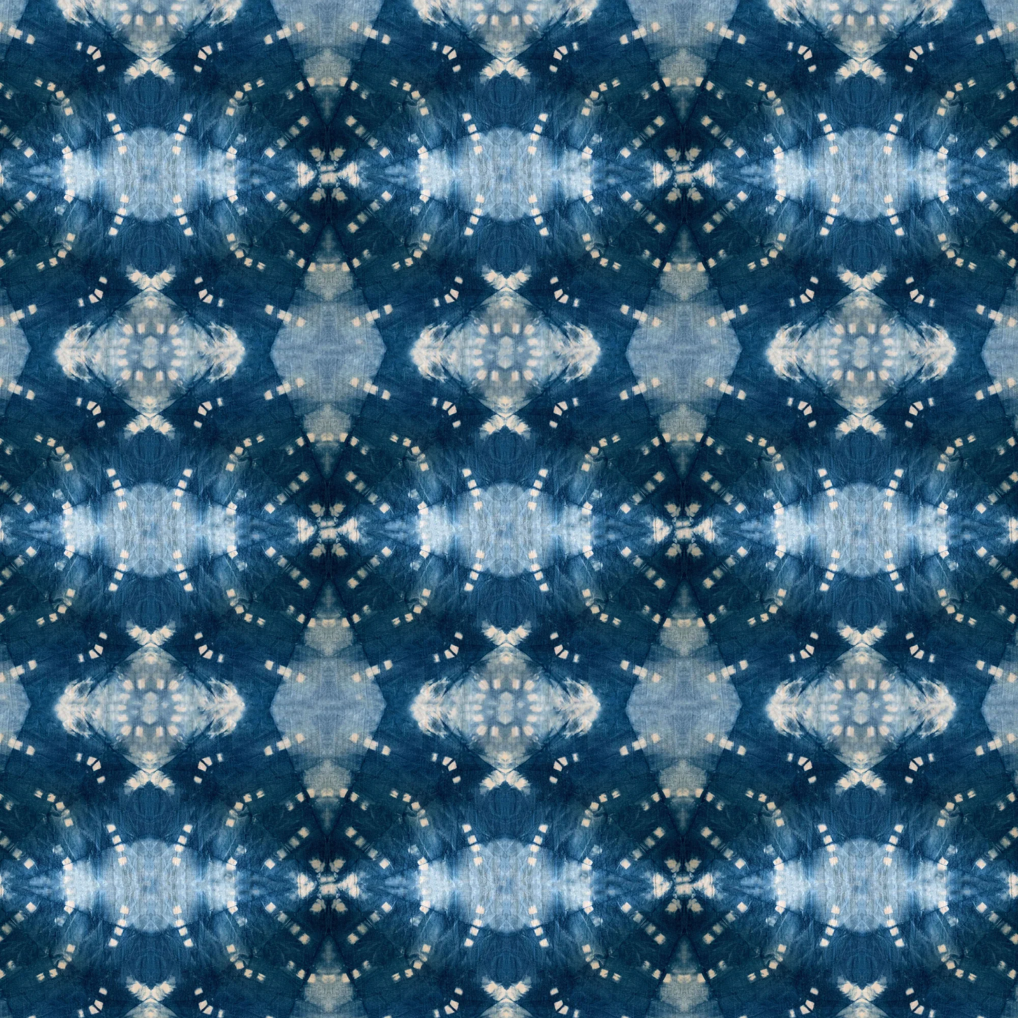 Indigo Itajime Row Velvet Fabric by Tatie Lou