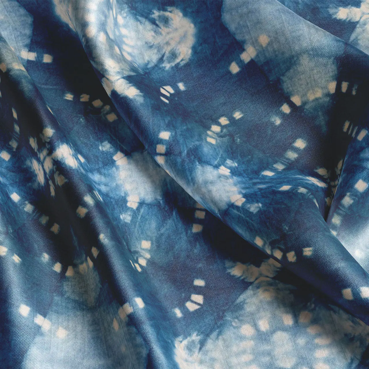 Indigo Itajime Row Velvet Fabric by Tatie Lou