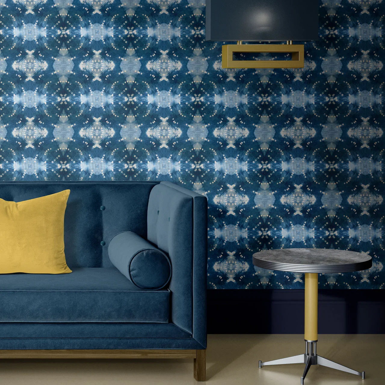 Indigo Itajime Row Wallpaper by Tatie Lou