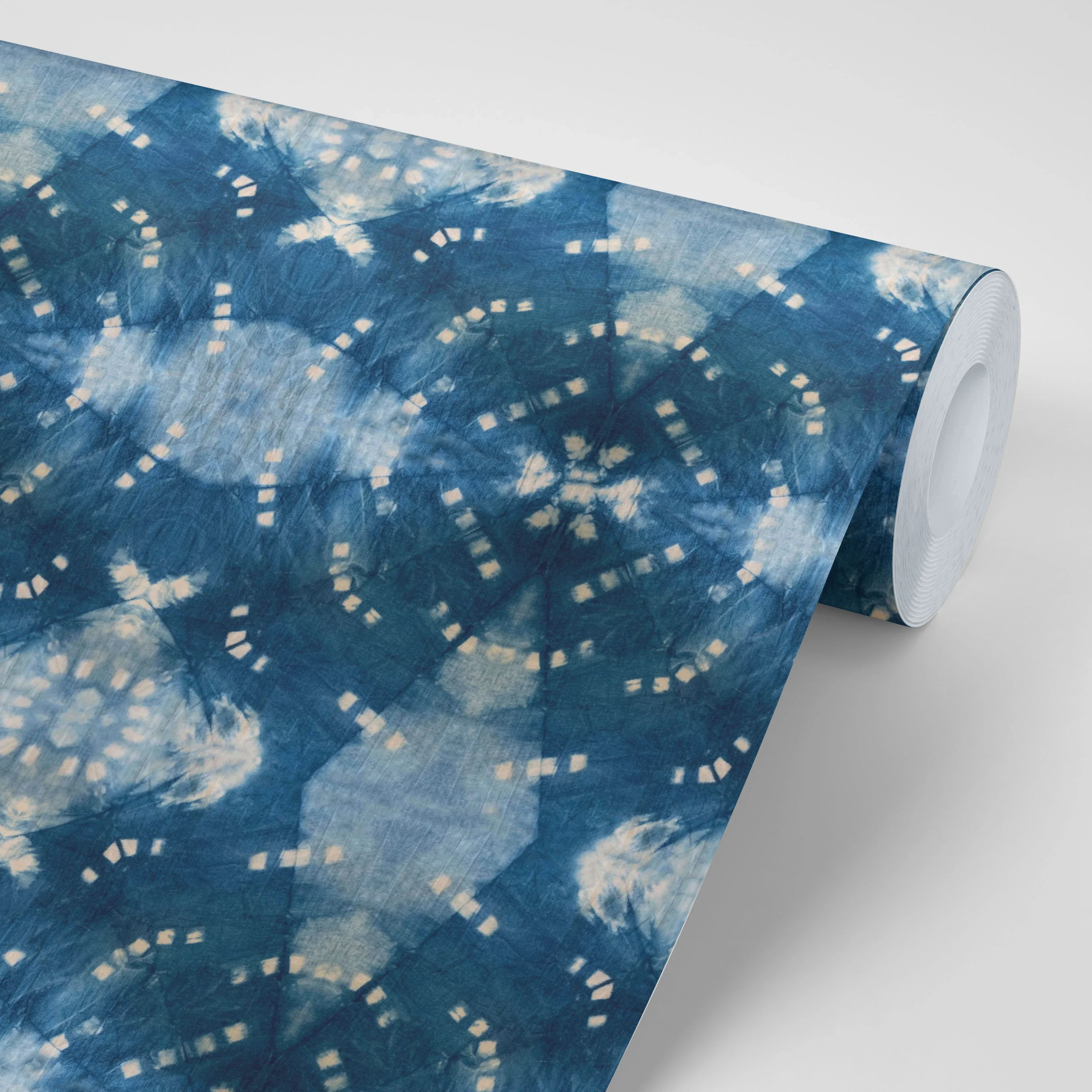 Indigo Itajime Row Wallpaper by Tatie Lou