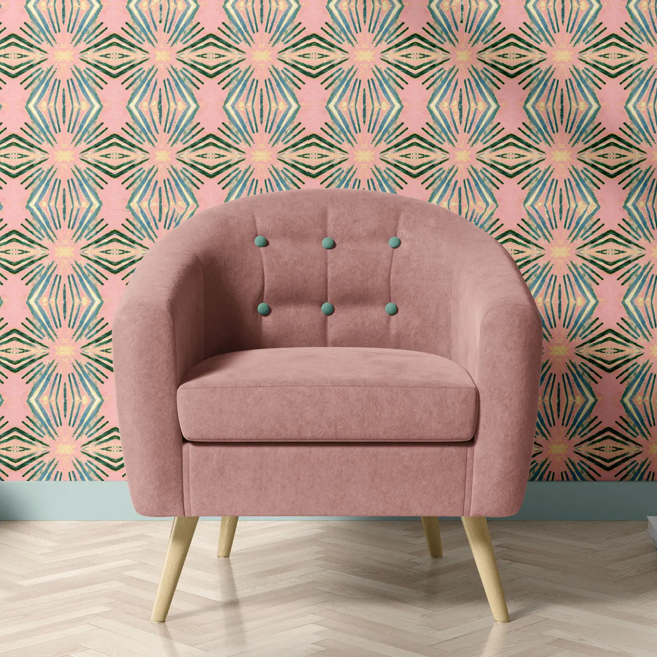 Itajime Diamond Blush Wallpaper by Tatie Lou