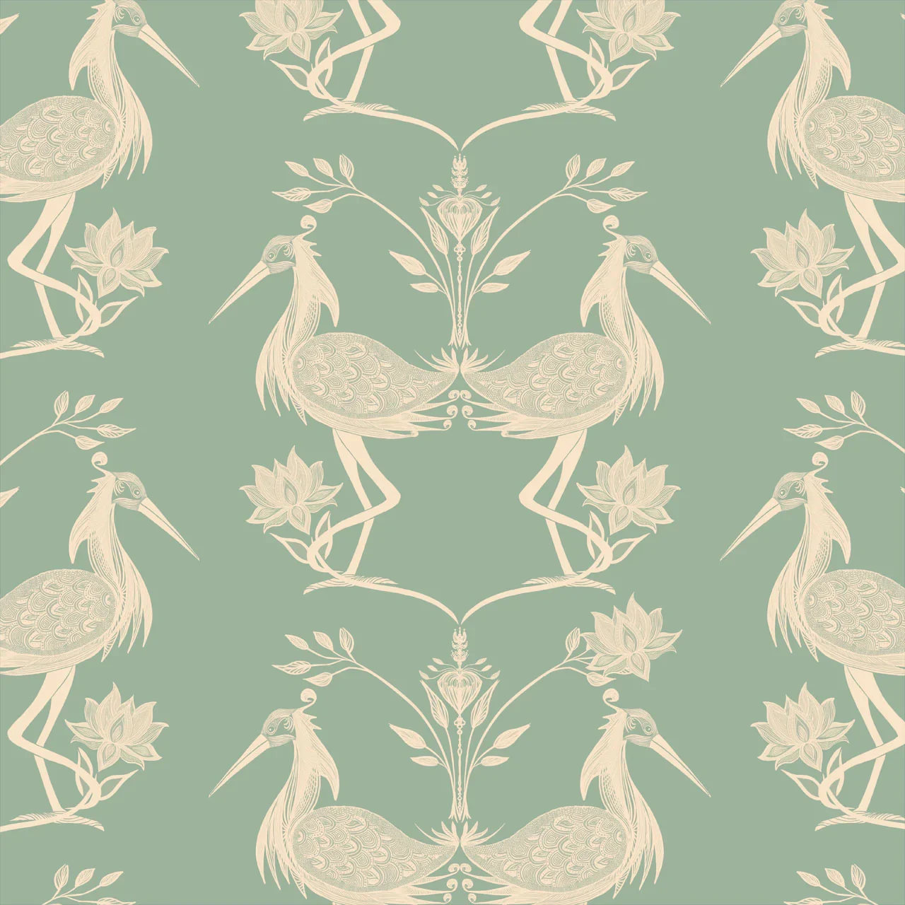 Lotus Mint Wallpaper by Tatie Lou