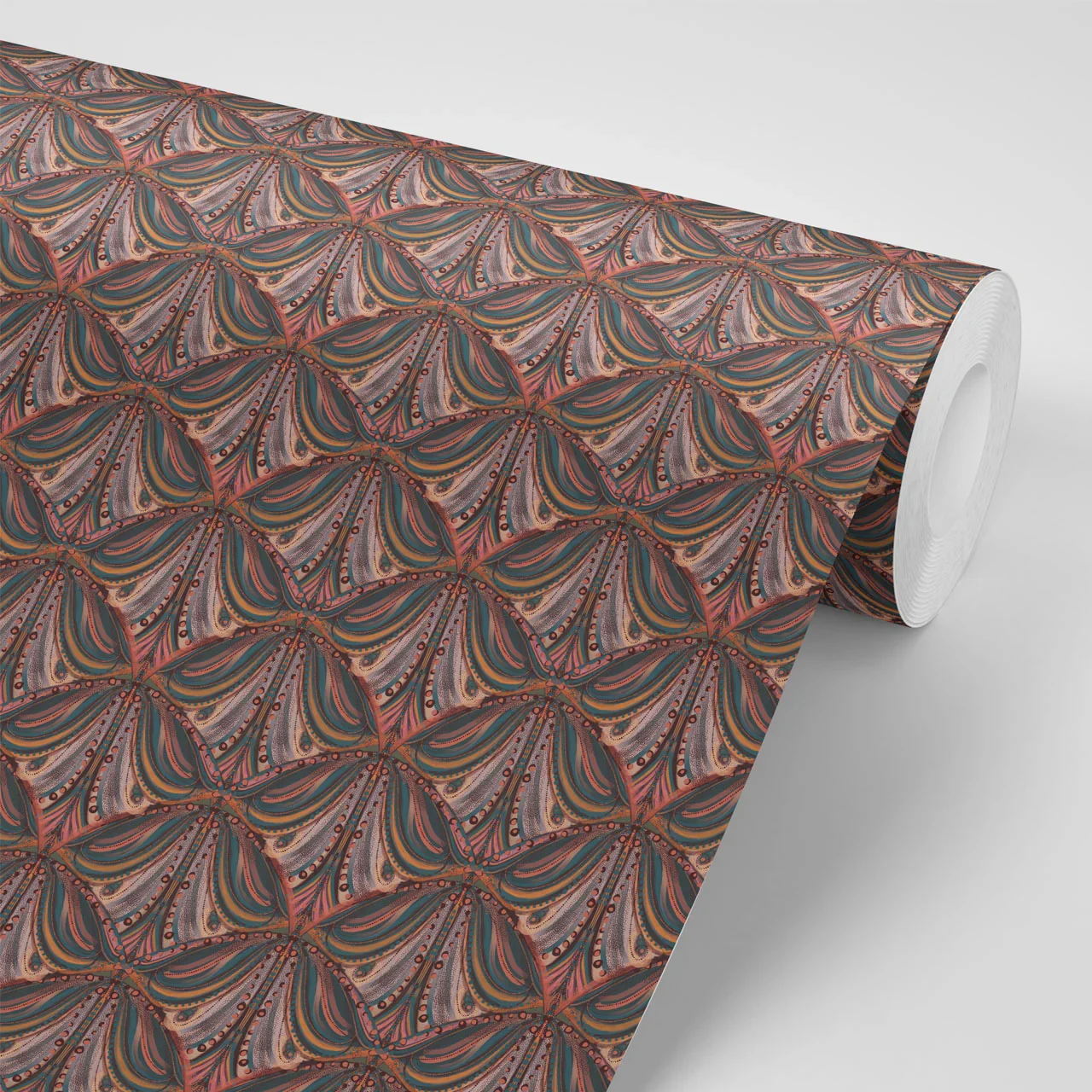 Mumbai Deco Cinnamon Wallpaper by Tatie Lou