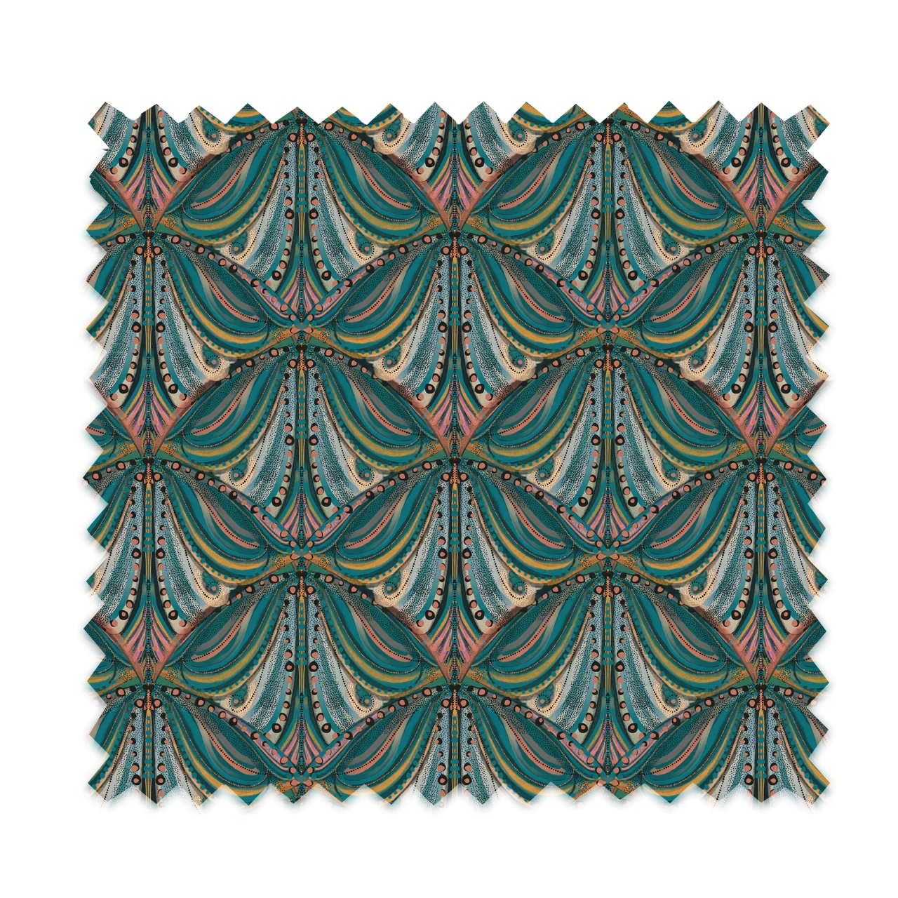 Mumbai Deco Teal Velvet Fabric by Tatie Lou