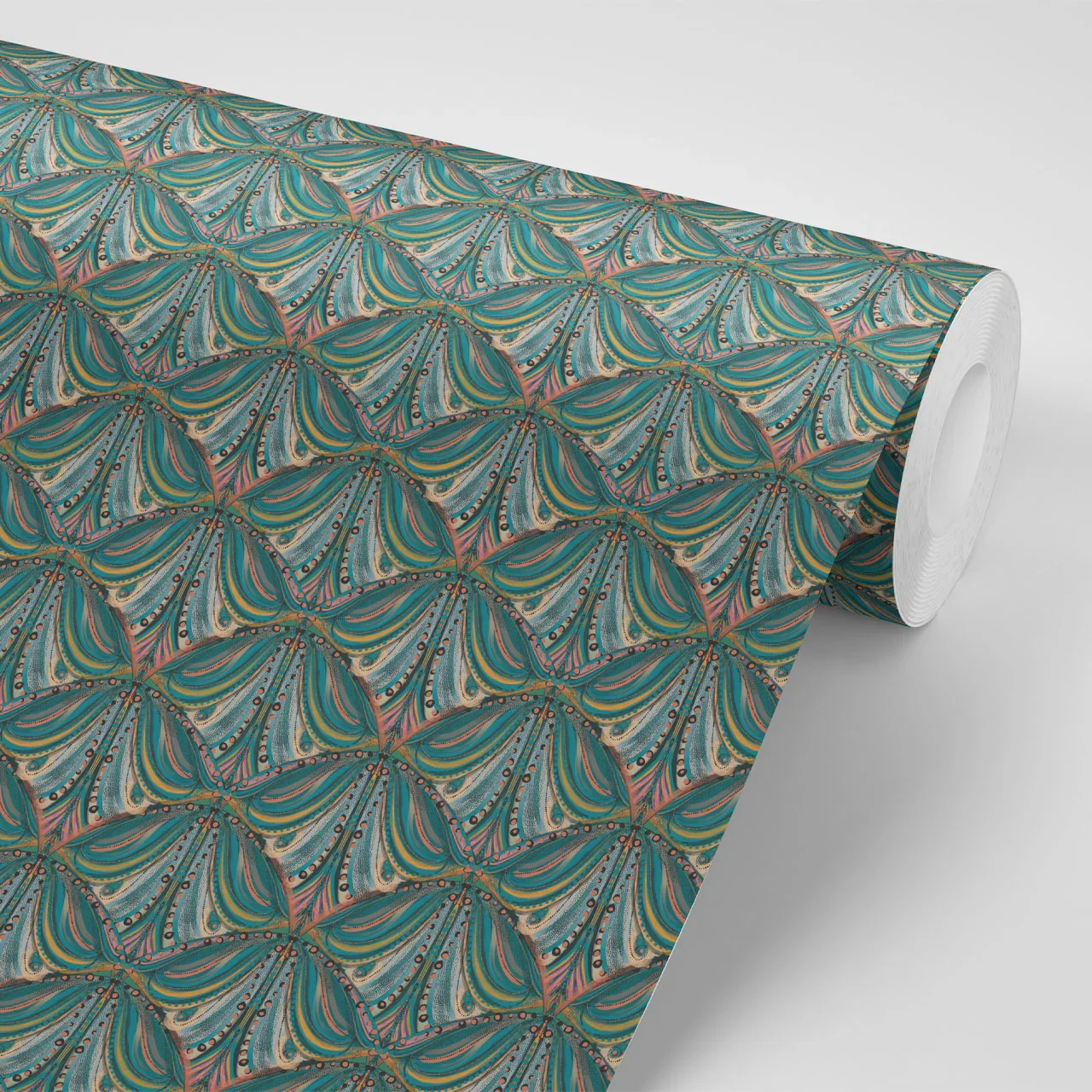 Mumbai Deco Teal Wallpaper by Tatie Lou