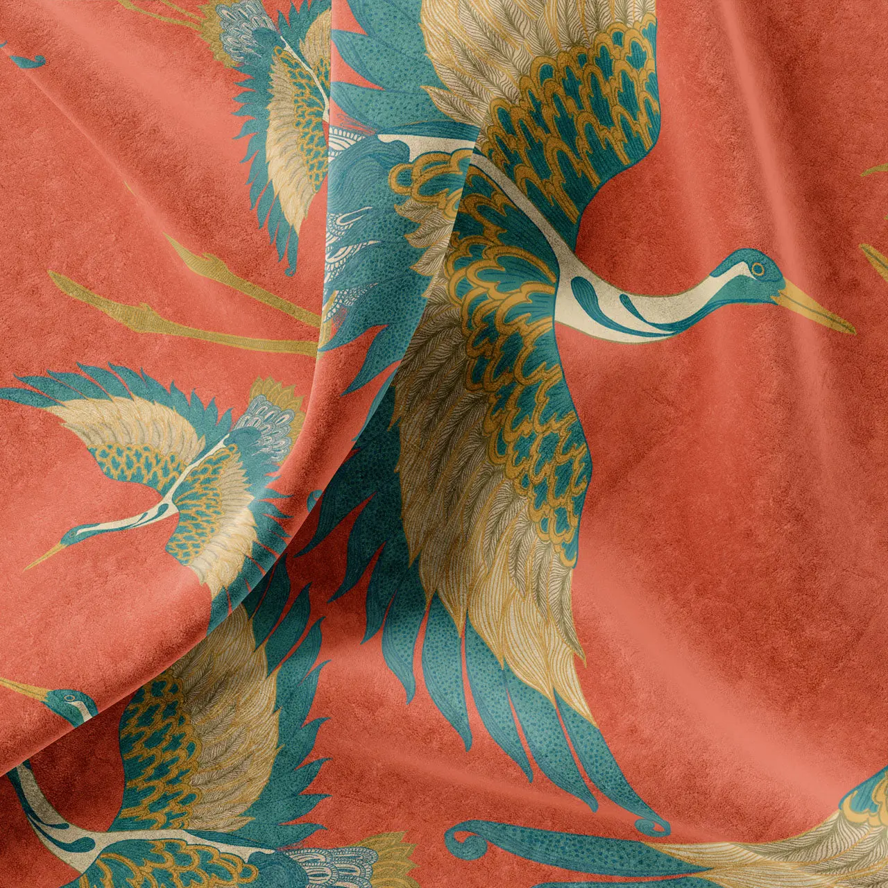 Pachamama Coral Velvet Fabric by Tatie Lou