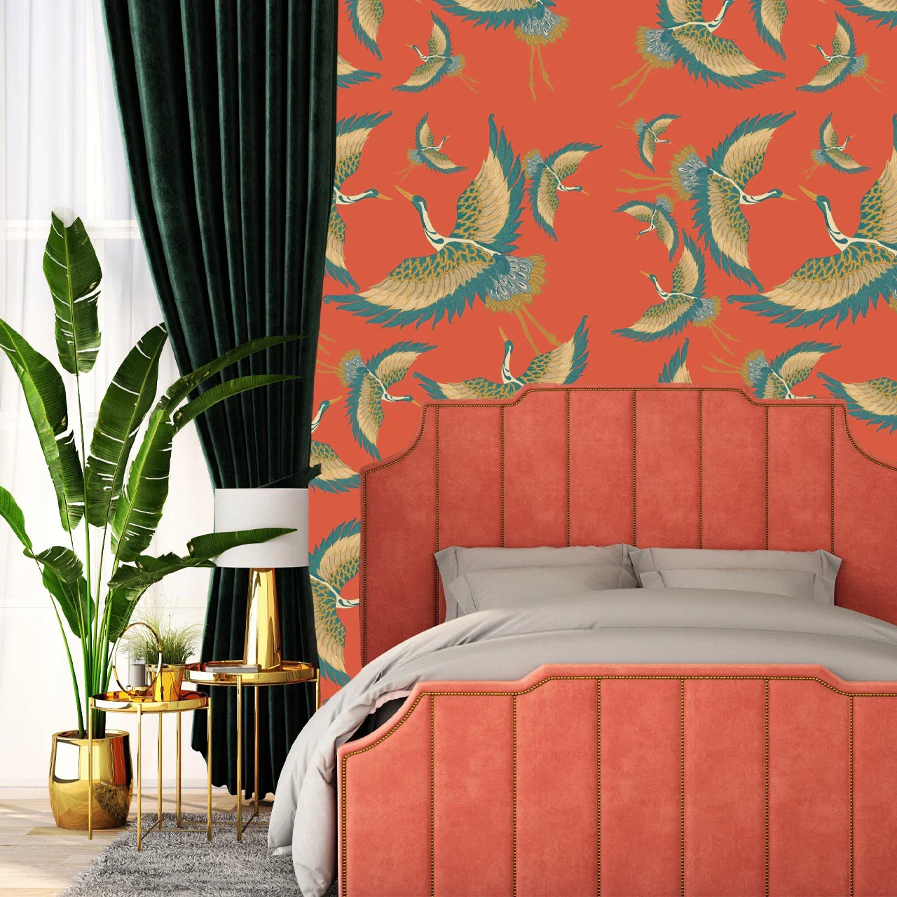 Pachamama Coral Wallpaper by Tatie Lou
