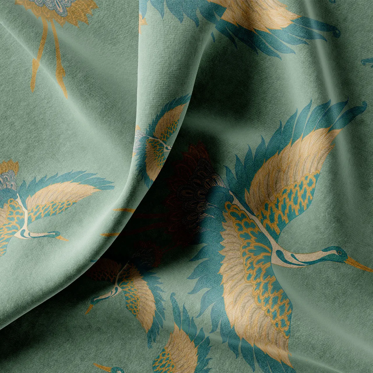 Pachamama Mint Velvet Fabric by Tatie Lou