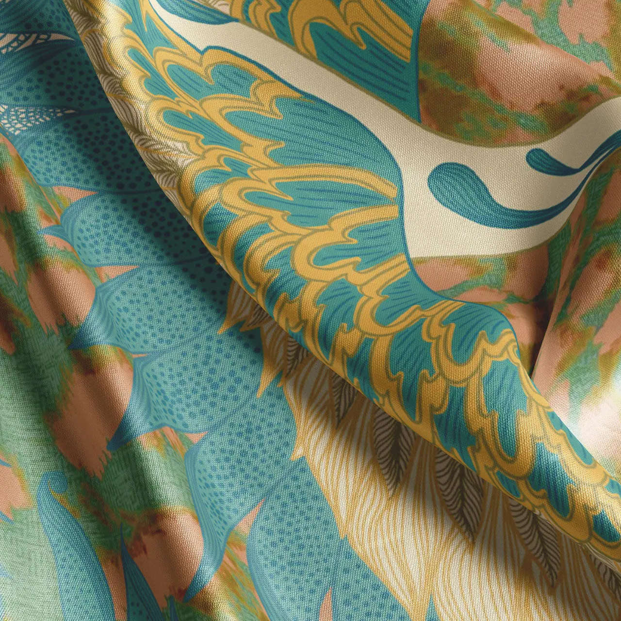 Pachamama Peach Velvet Fabric by Tatie Lou