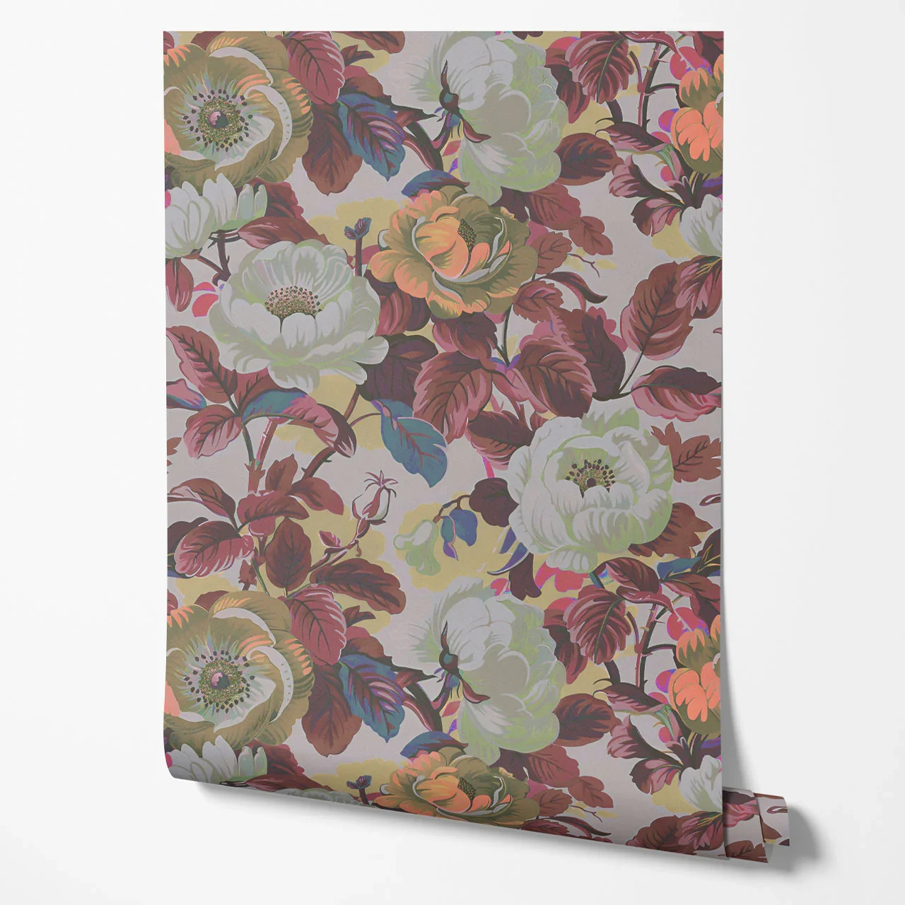 Rococo Roses Claret Wallpaper by Tatie Lou