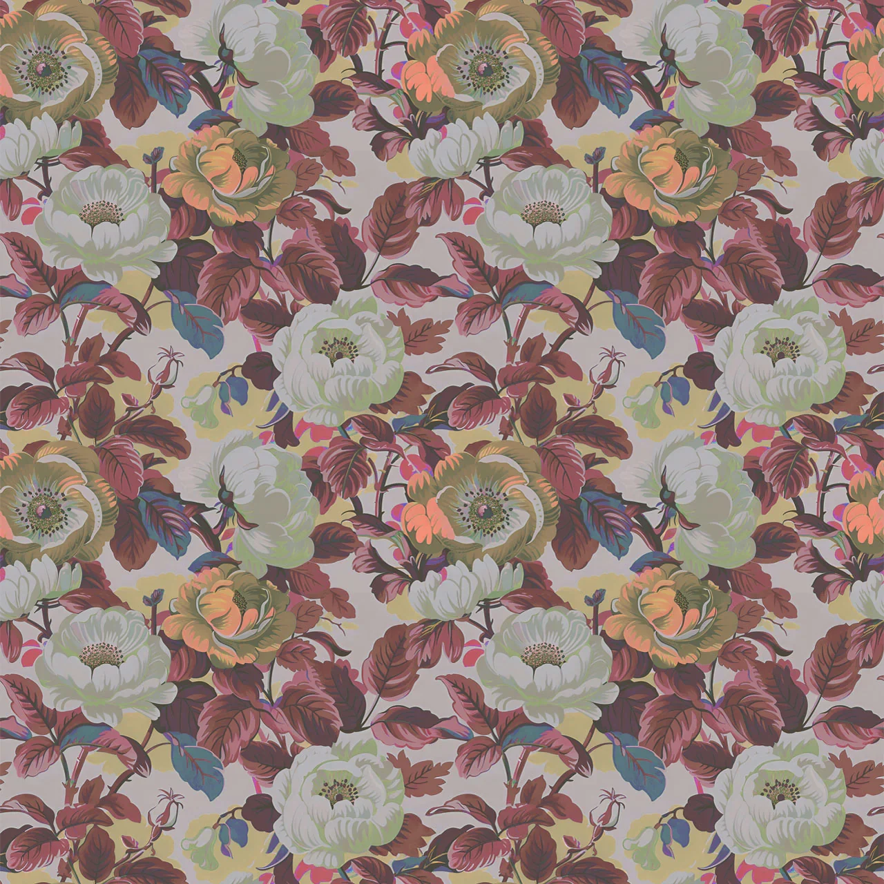 Rococo Roses Claret Wallpaper by Tatie Lou