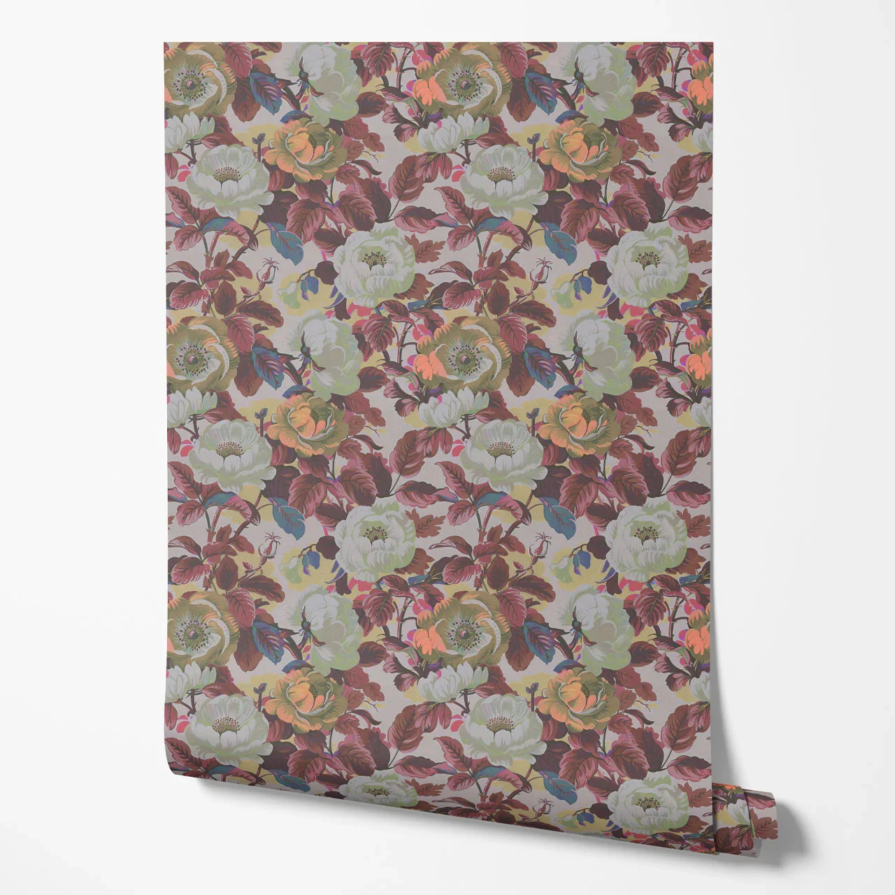 Rococo Roses Claret Wallpaper by Tatie Lou