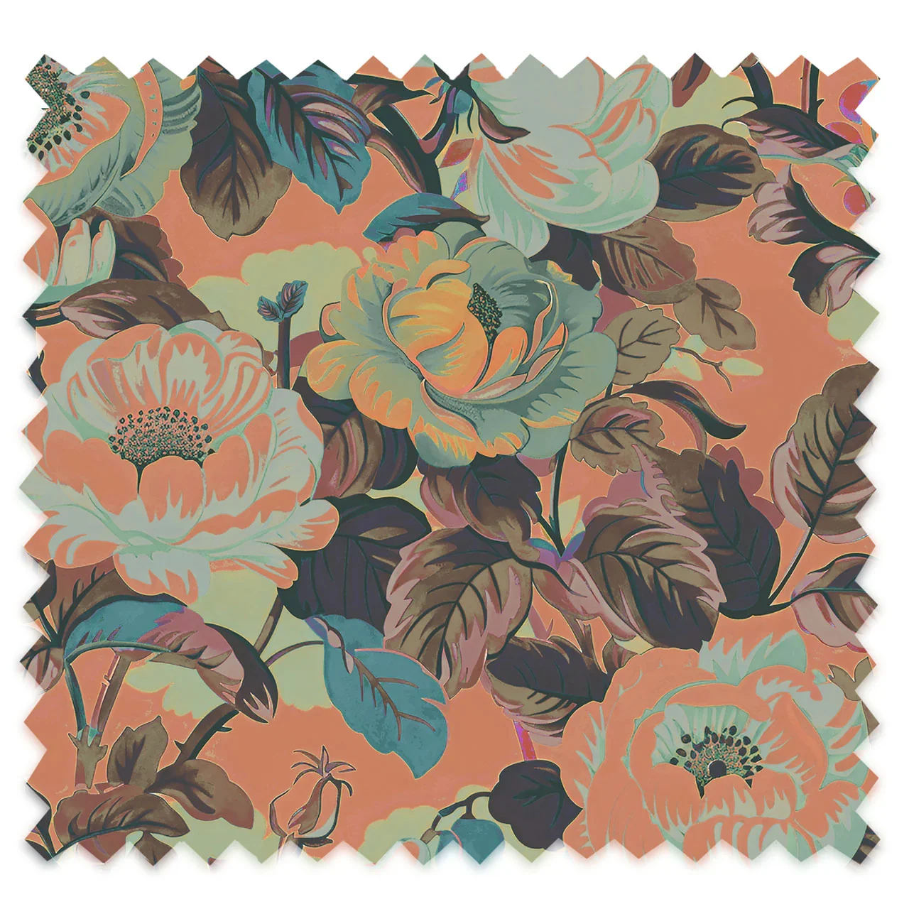 Rococo Roses Coral Recycled Velvet by Tatie Lou