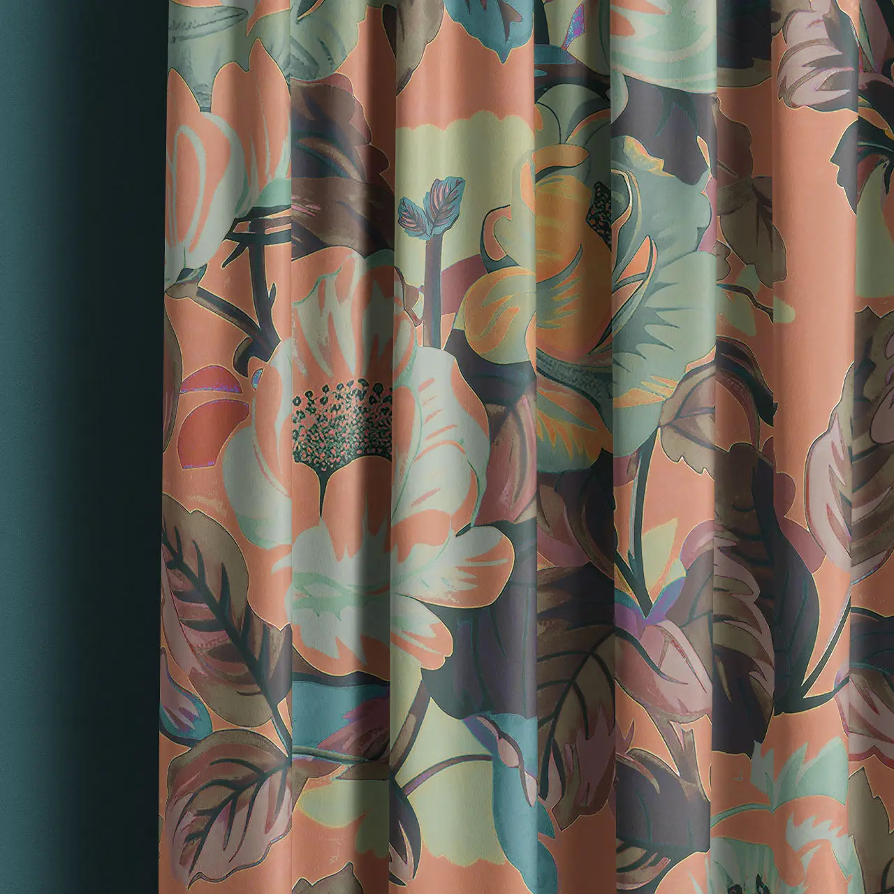 Rococo Roses Coral Recycled Velvet by Tatie Lou