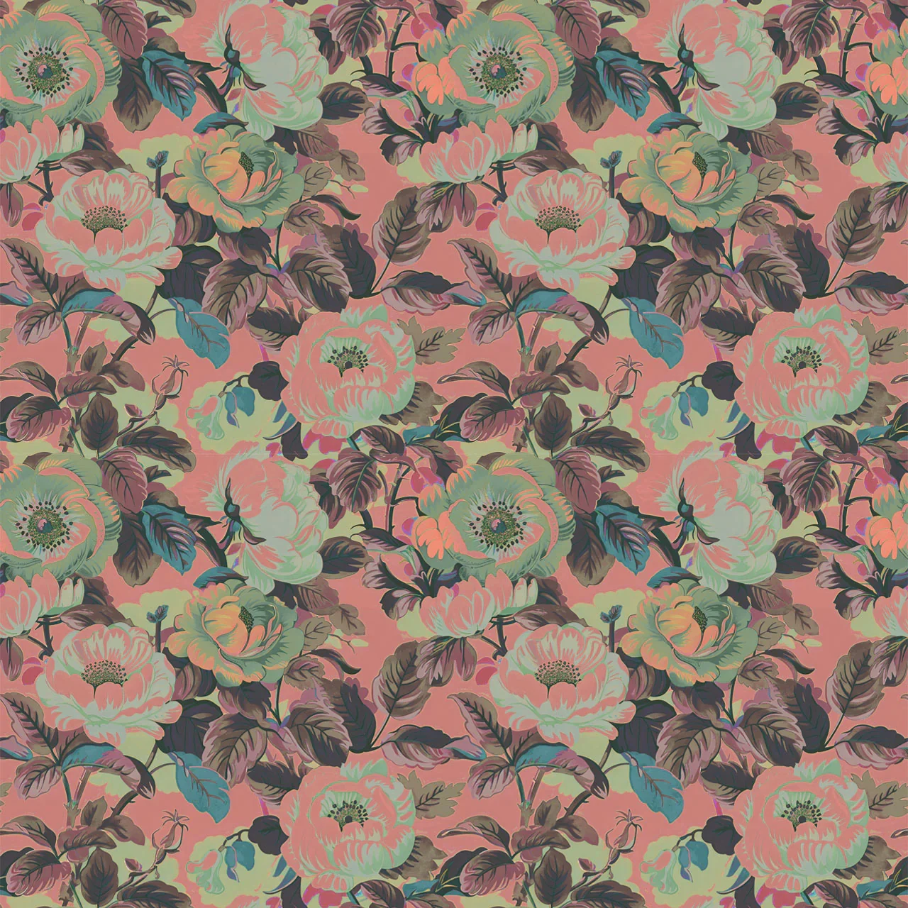 Rococo Roses Posy Wallpaper by Tatie Lou