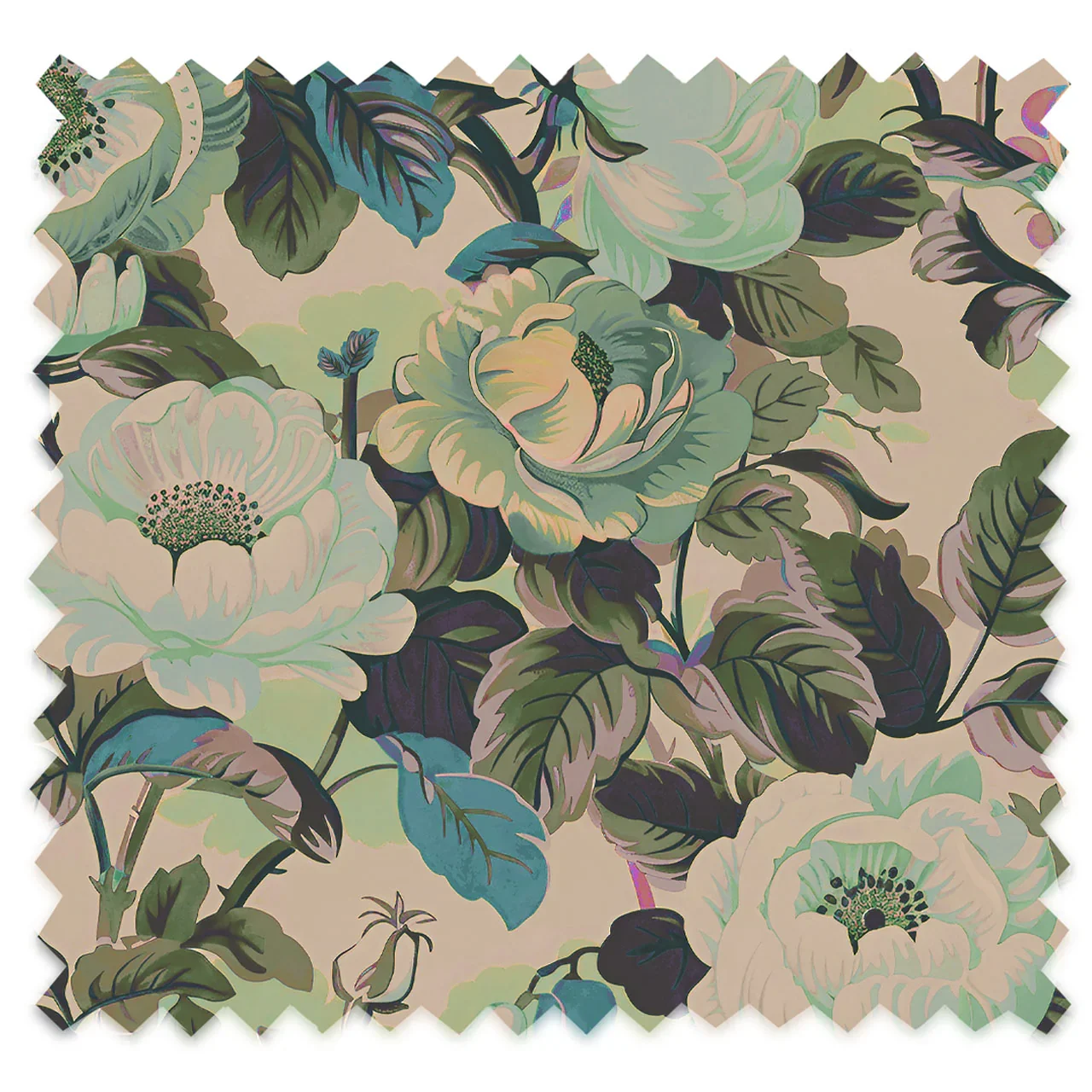 Rococo Roses Sage Recycled Velvet by Tatie Lou