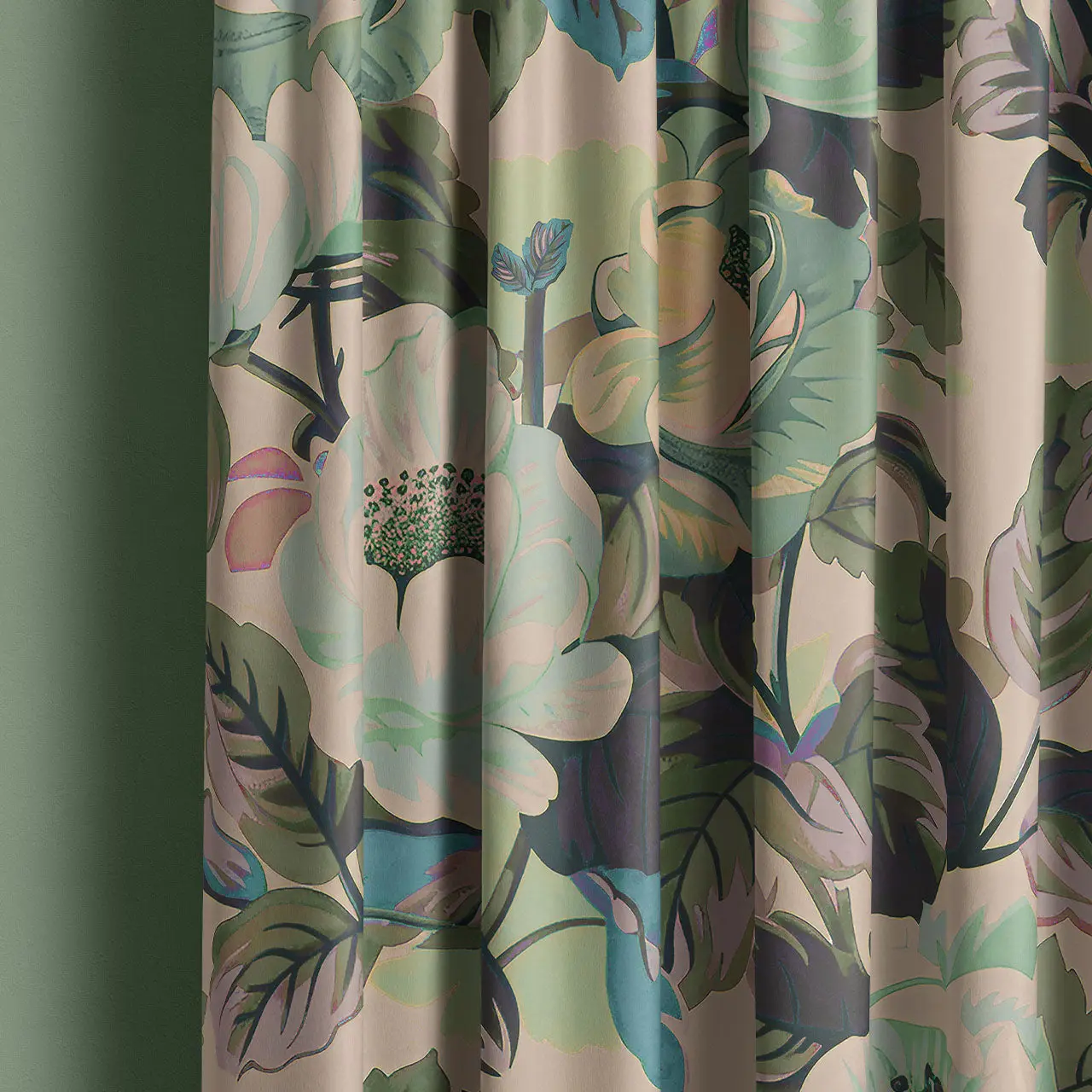 Rococo Roses Sage Recycled Velvet by Tatie Lou