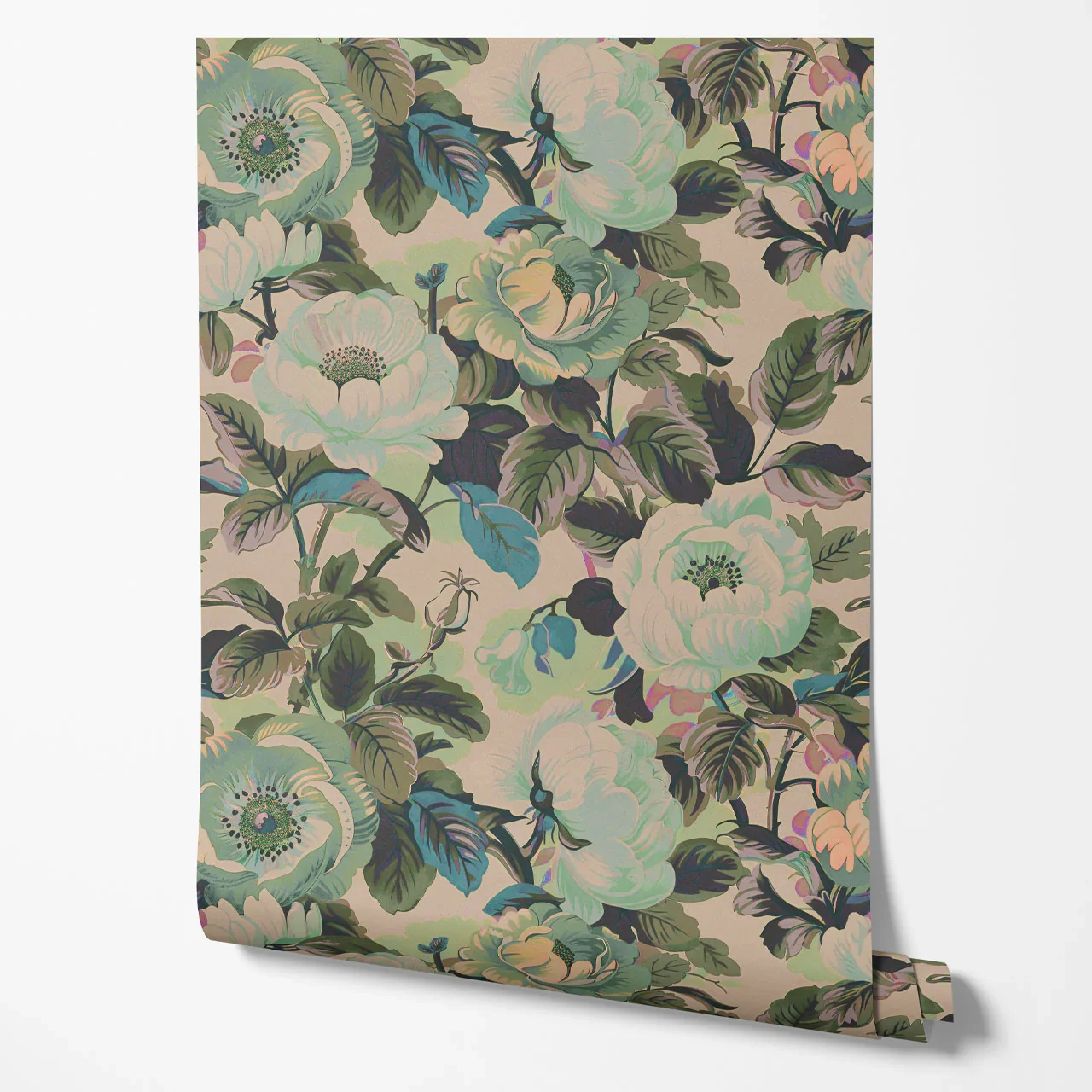 Rococo Roses Sage Wallpaper by Tatie Lou
